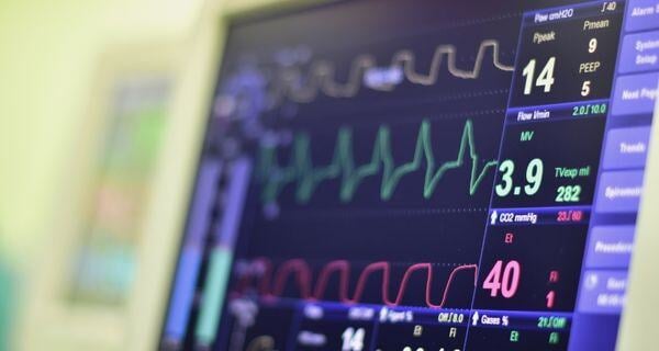 monitor in the ICU of a hospital