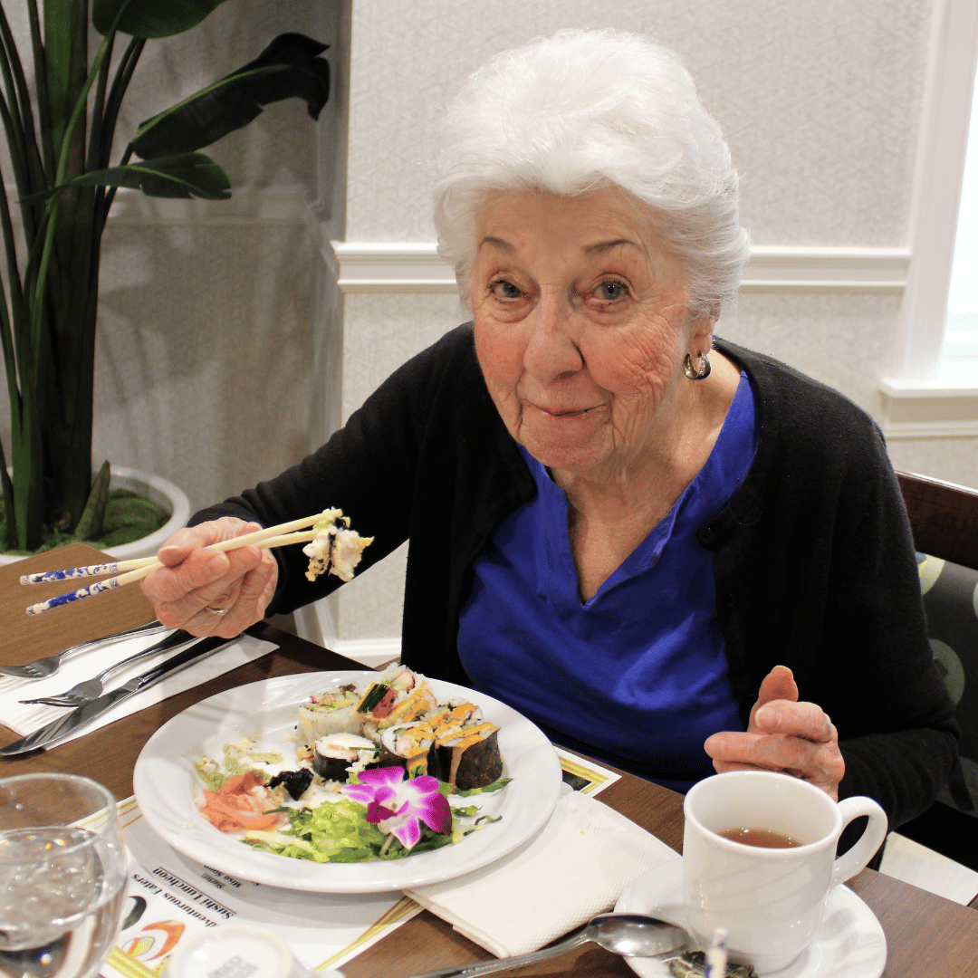 senior woman enjoying meal