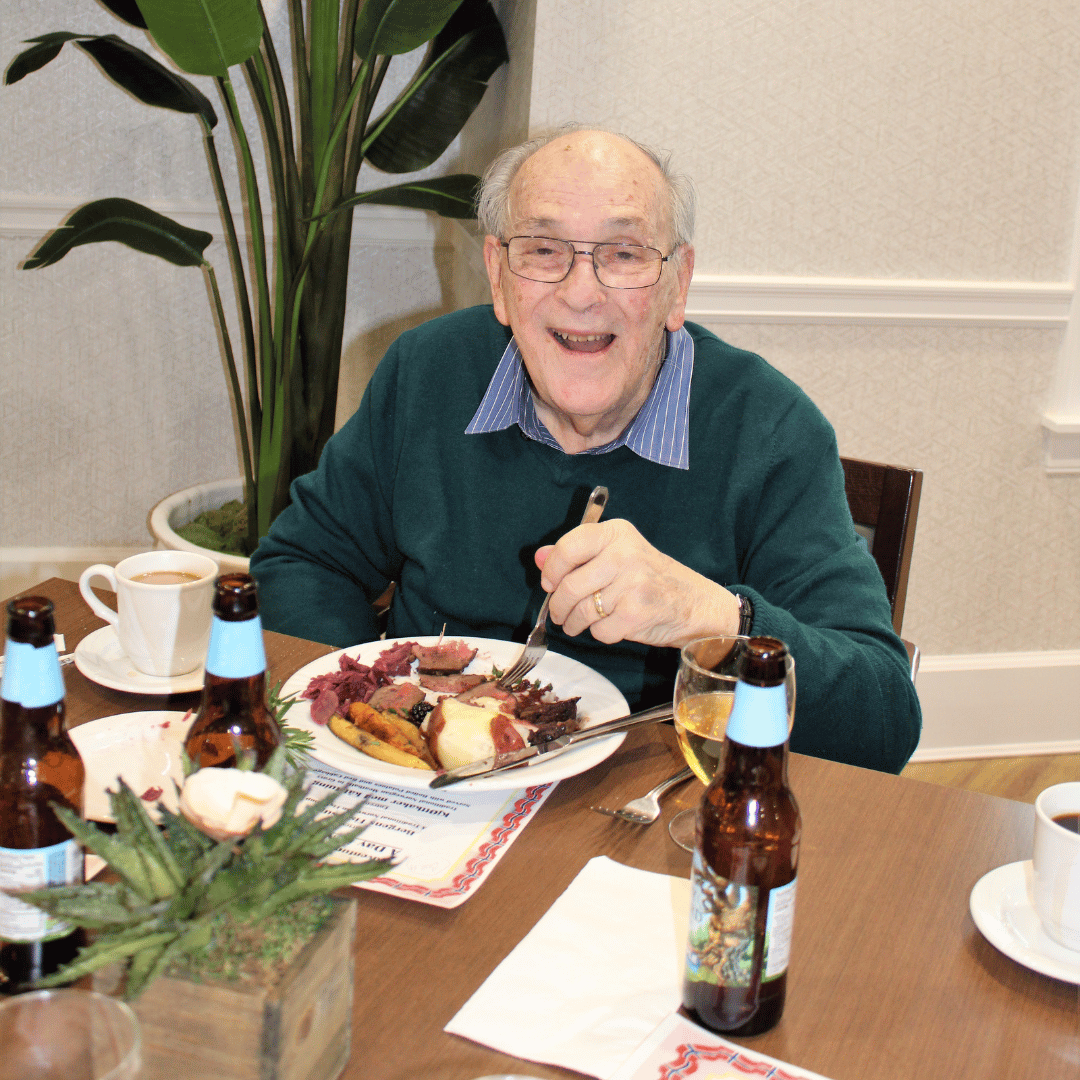 senior man enjoying meal