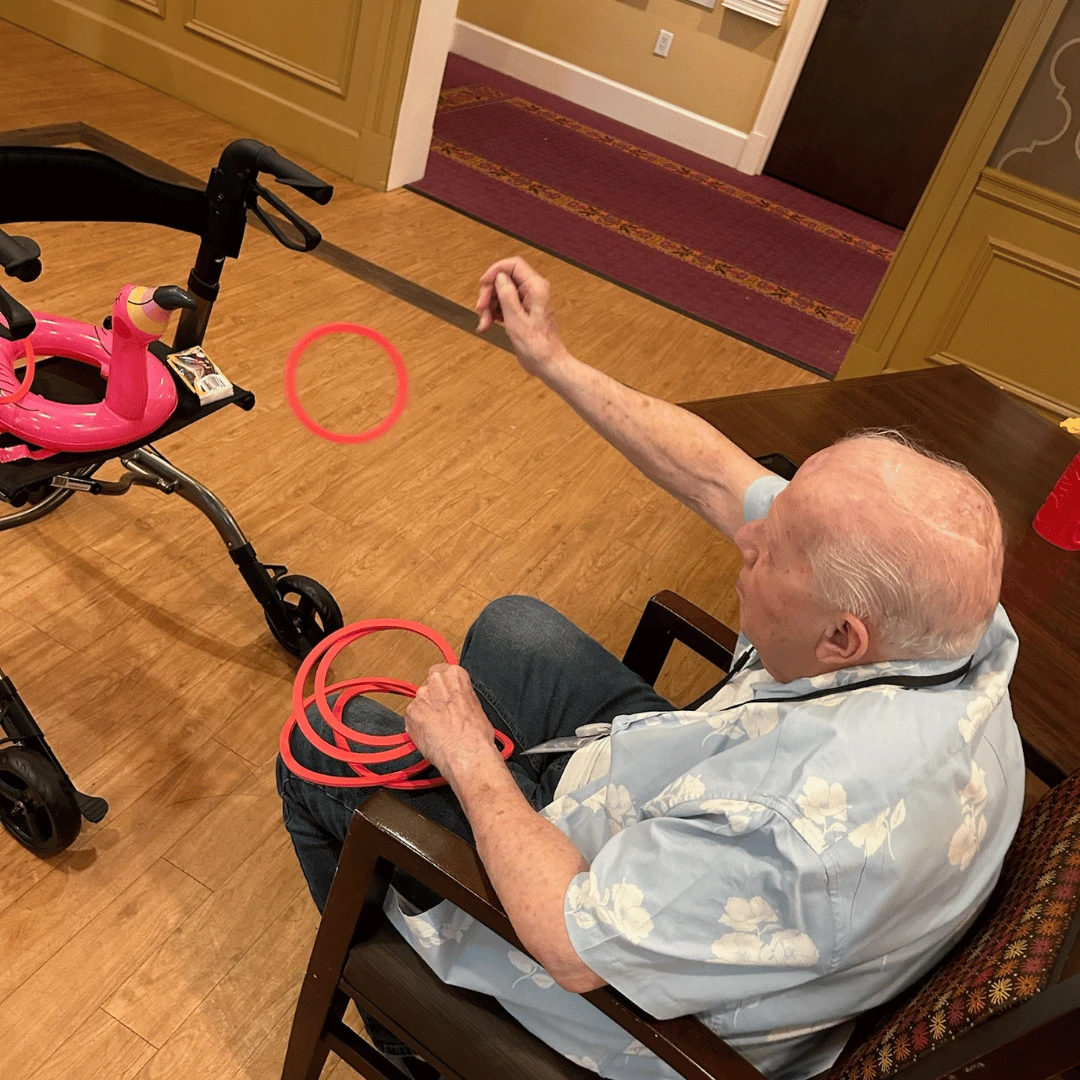 Flamingo Ring Toss with Residents at Lake Grove