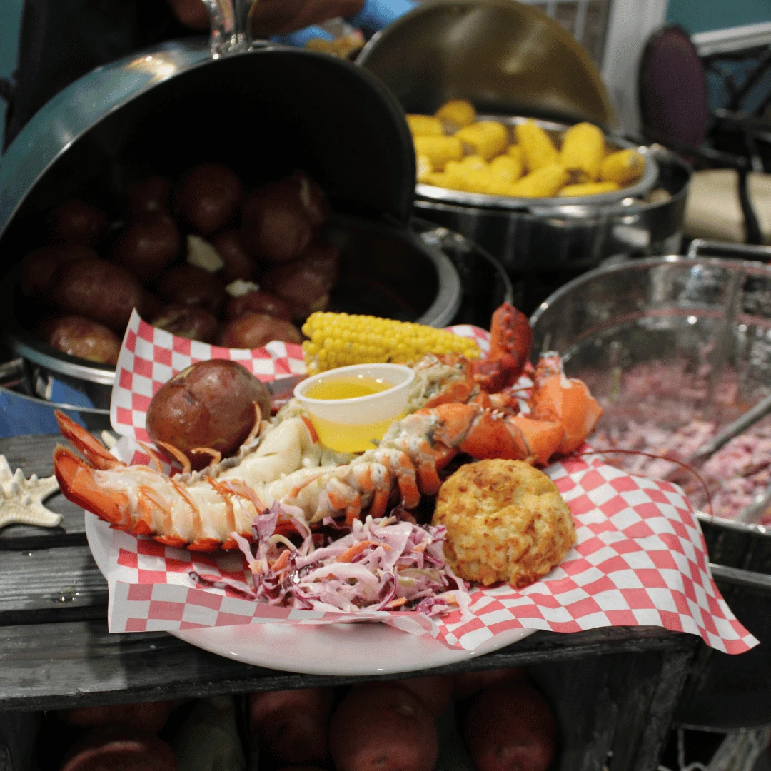 Chef Randy pre-cracked lobsters for the residents to more easily enjoy the coastal cuisine.