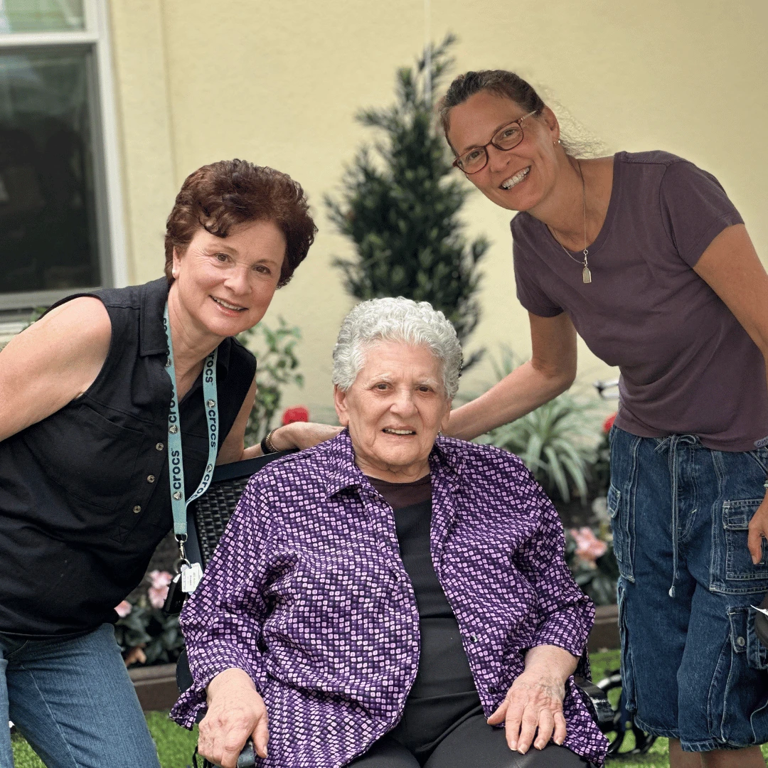 Family members and Reflections residents gathered for a BBQ at White Plains.