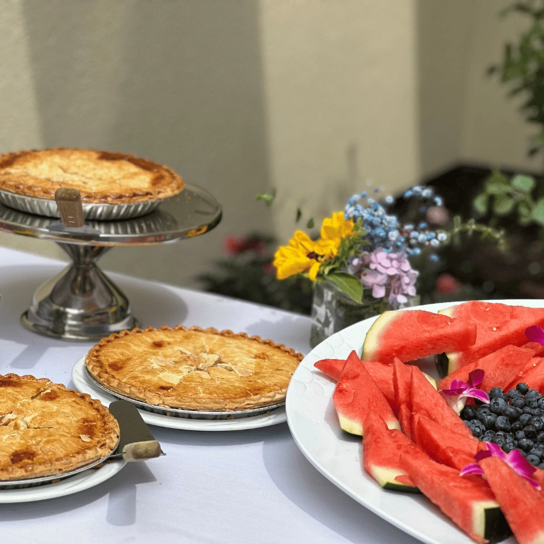 Homemade pies and fresh fruit was served for dessert at the Reflections Family BBQ at The Bristal at White Plains.