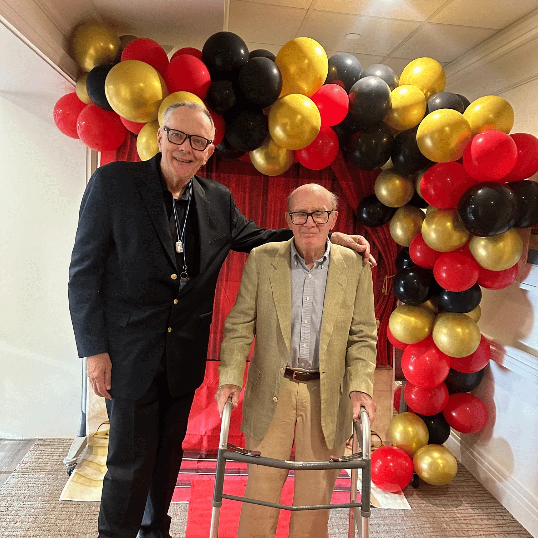 Liebman pictured with friend and producer of The Instigators Doug Liman. 