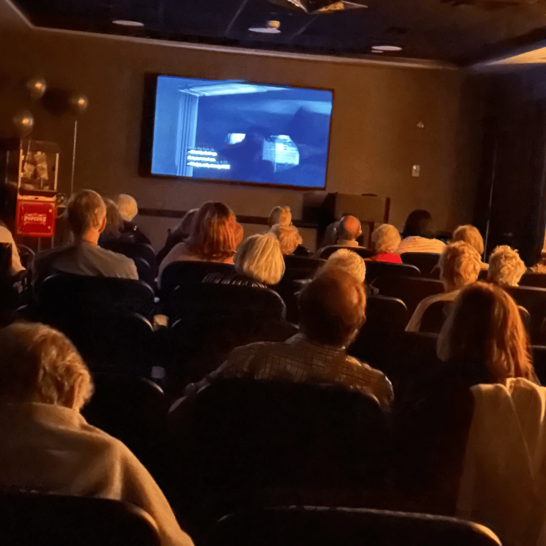 A full house gathered in the cinema to watch the screening of the Apple TV Blockbuster The Instigators.