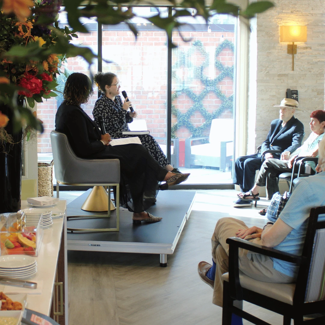 Author Margaret Hall presented her research to theater-loving residents of The Bristal.