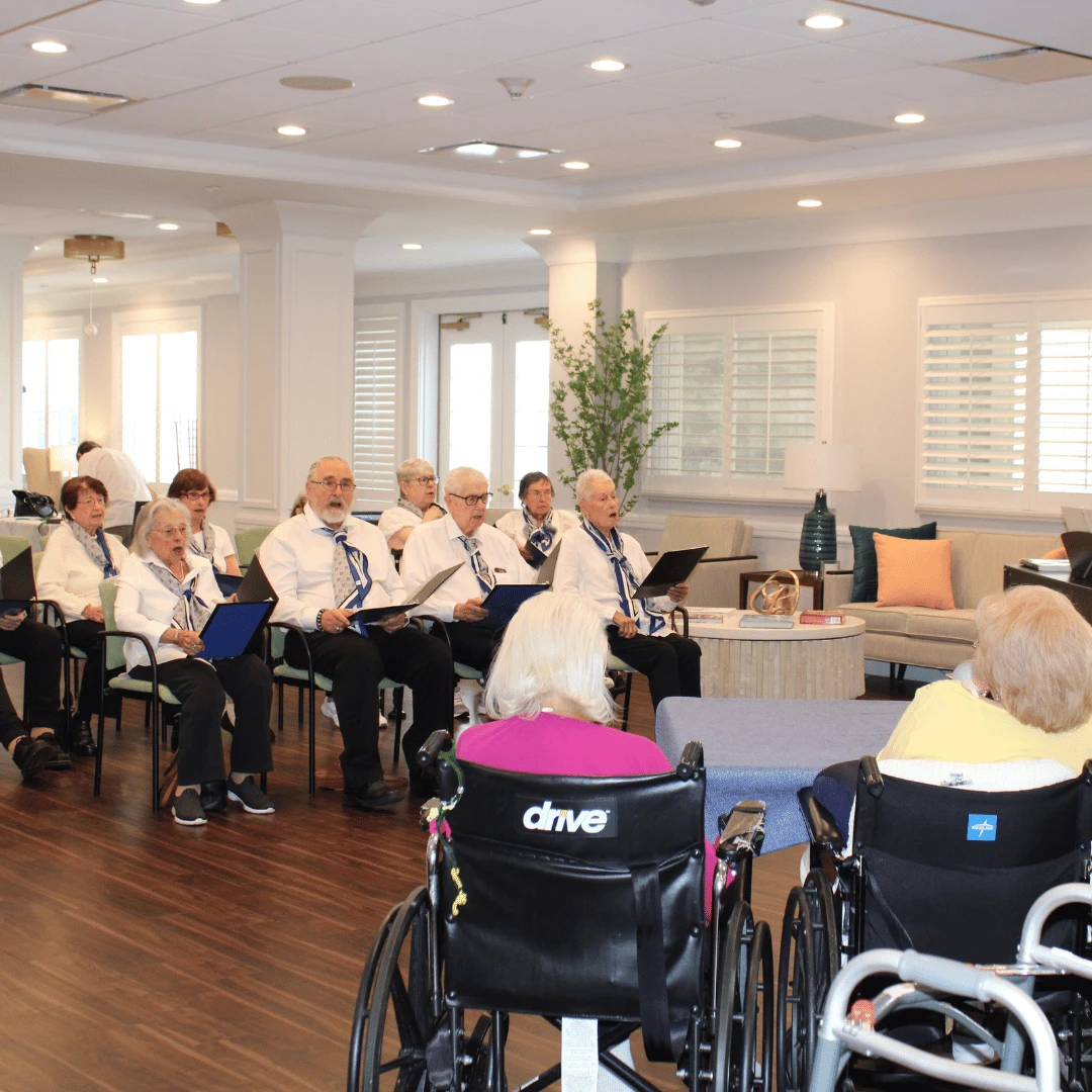 Mount Sinai residents who enjoy singing are welcome to join the traveling glee club.