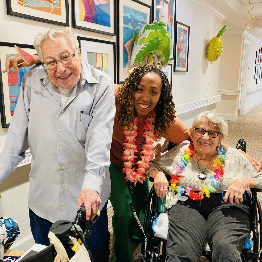 Residents and team members alike dressed in their Hawaiian best and donned leis for the luau.