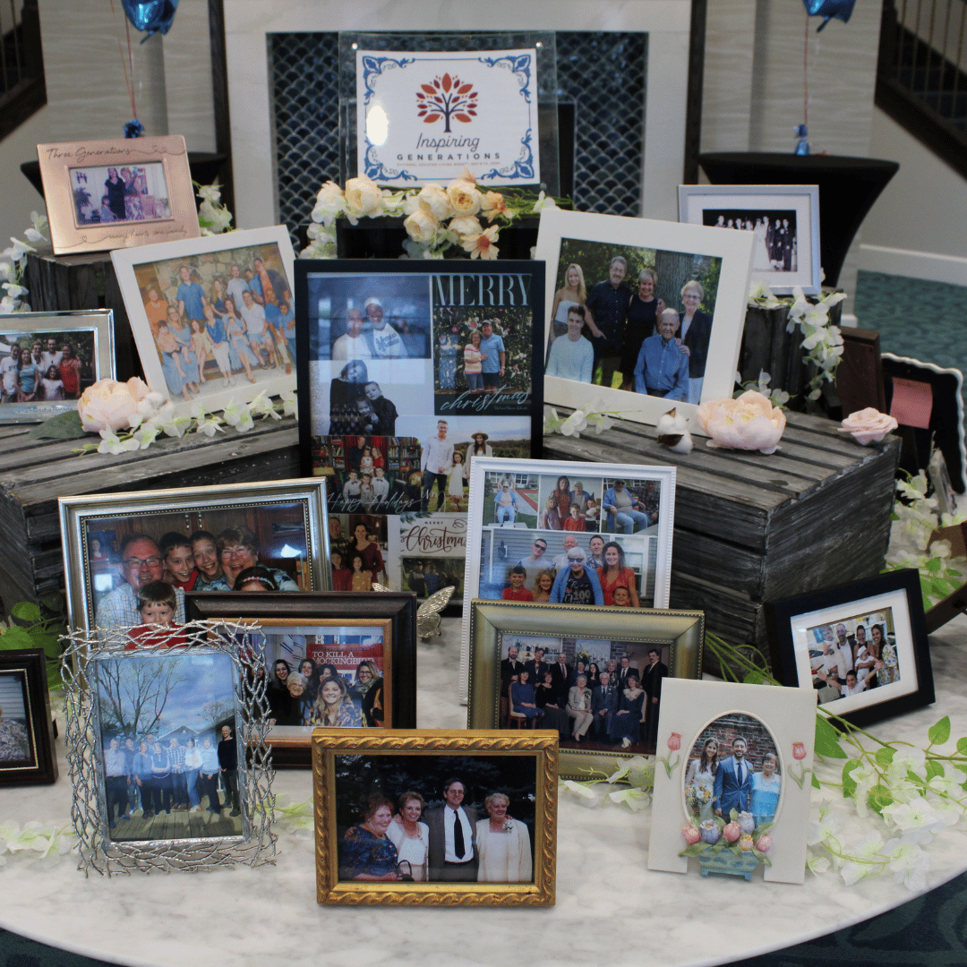 A display of photos of residents and their families greeted visitors for Grandparents Day at Mount Sinai.