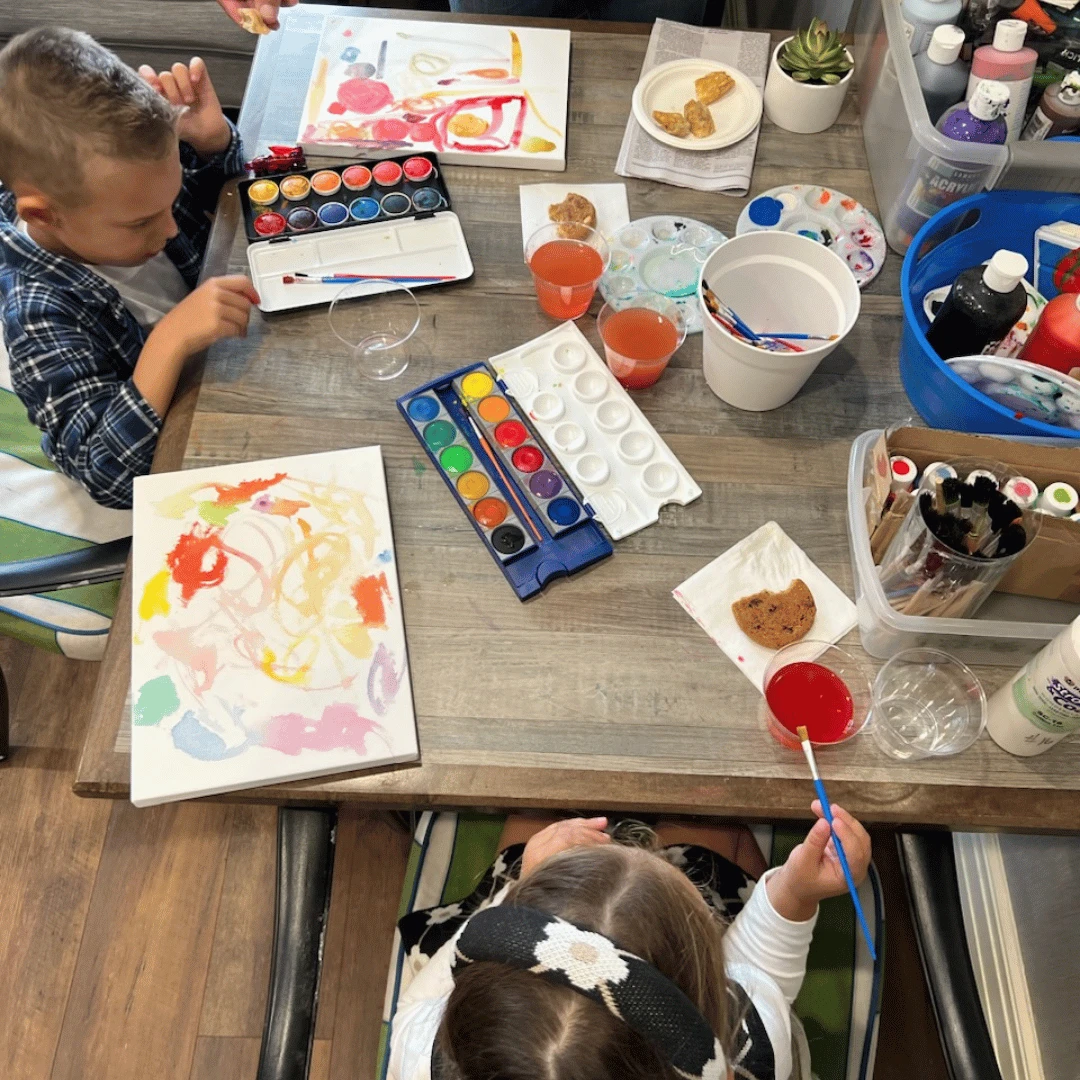 A crafty kids corner of watercolor painting was enjoyed by all.