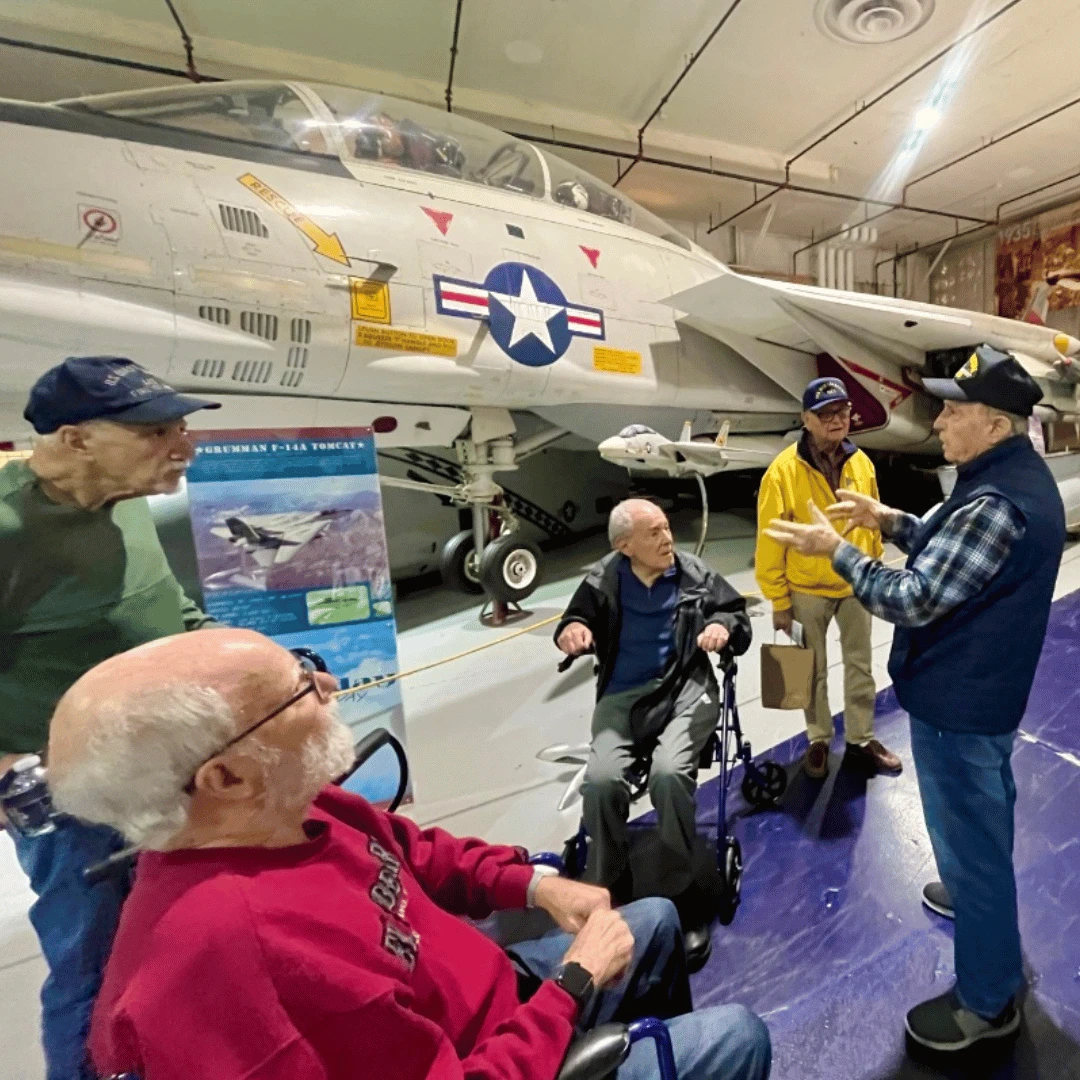 Veteran residents of The Bristal Assisted Living shared stories on their trip to the aviation museum.