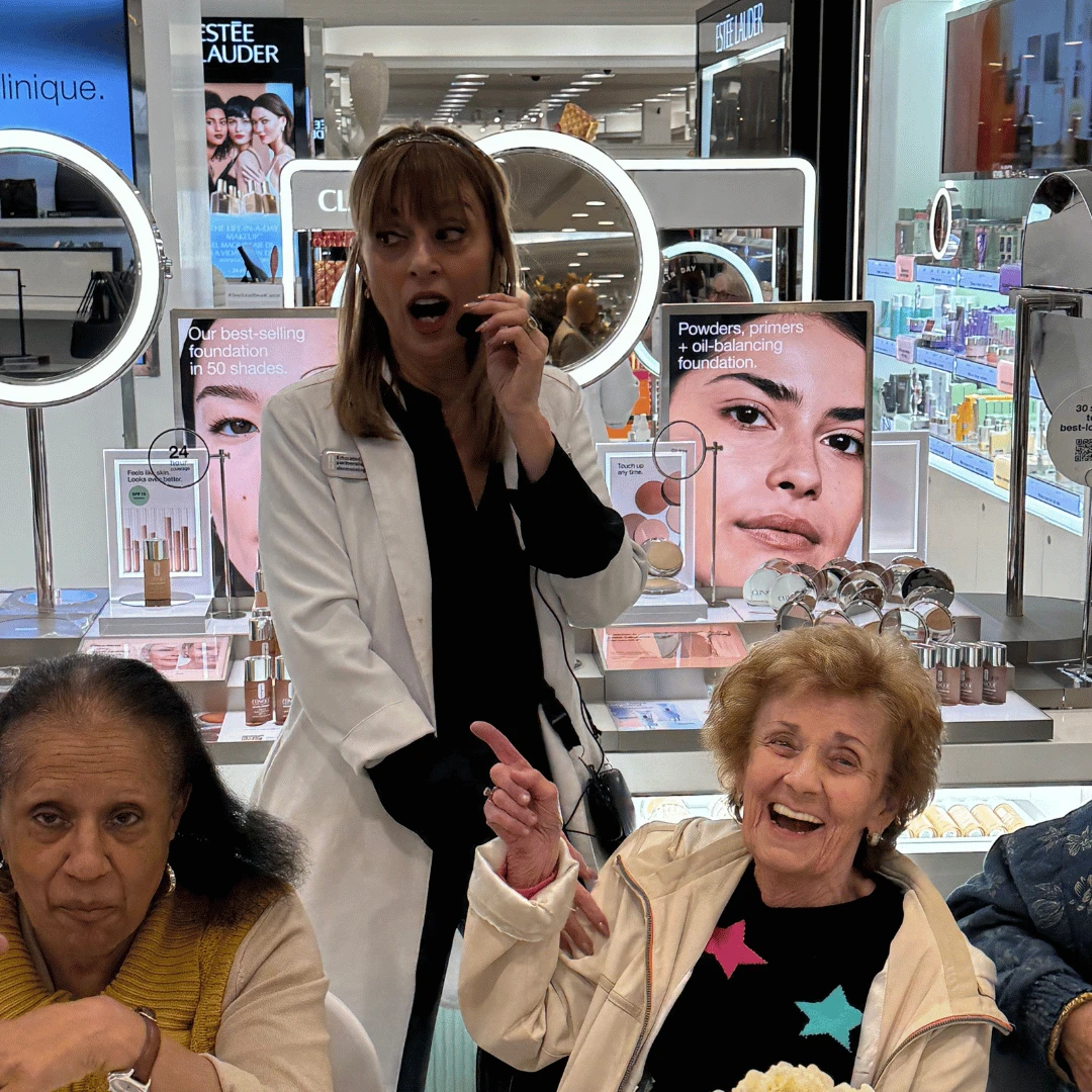 Residents returned home with glowing skin and smiling faces, having bonded with peers at the Clinique store.