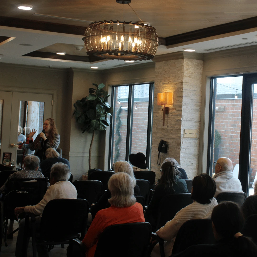 Residents of The Bristal listen to the Signature Series presentation