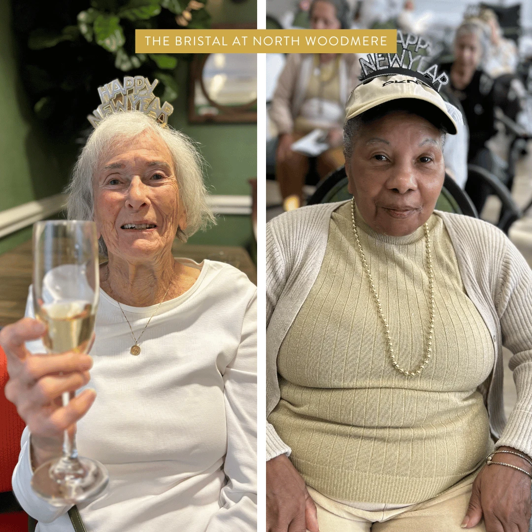 Residents of The Bristal at North Woodmere dressed up for a New Years celebration
