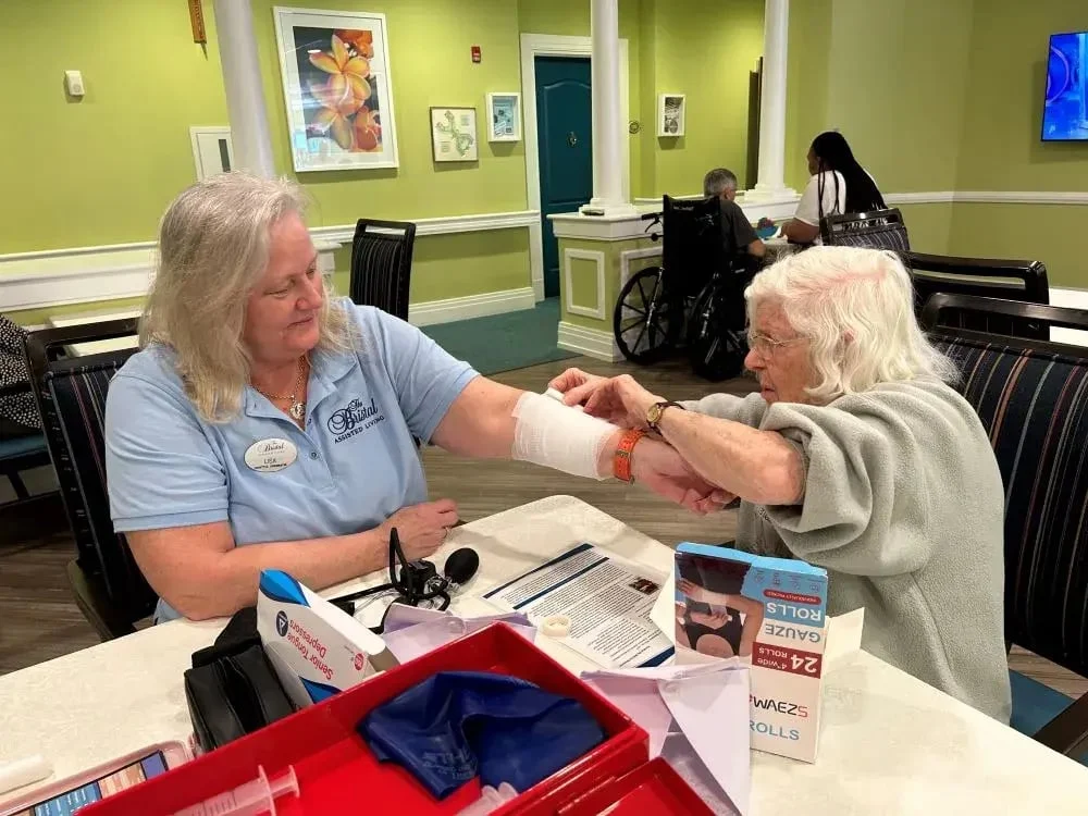 Nurse Life Skill Kit - Resident bandages team member of The Bristal and shares memories from her past