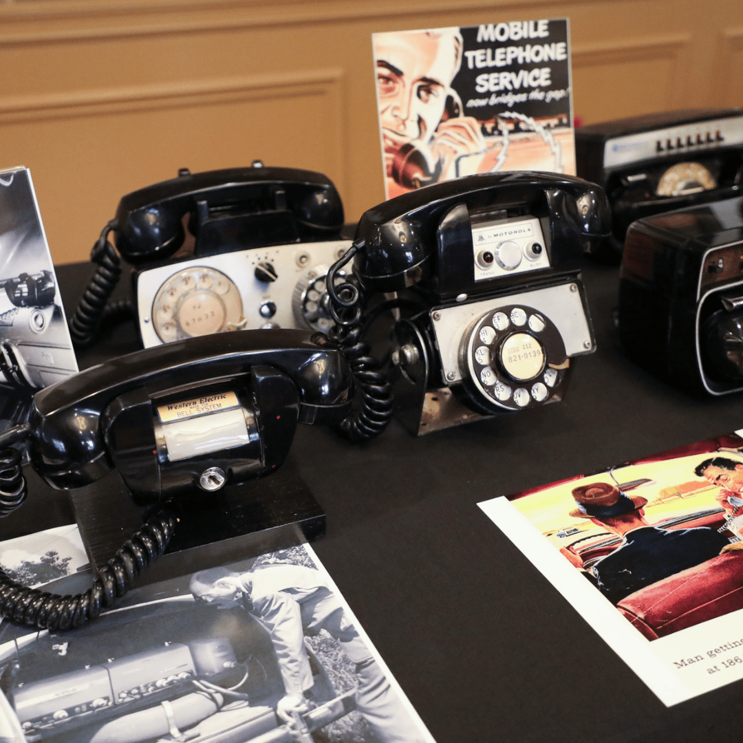 Various telephones displayed at The Bristal Assisted Living