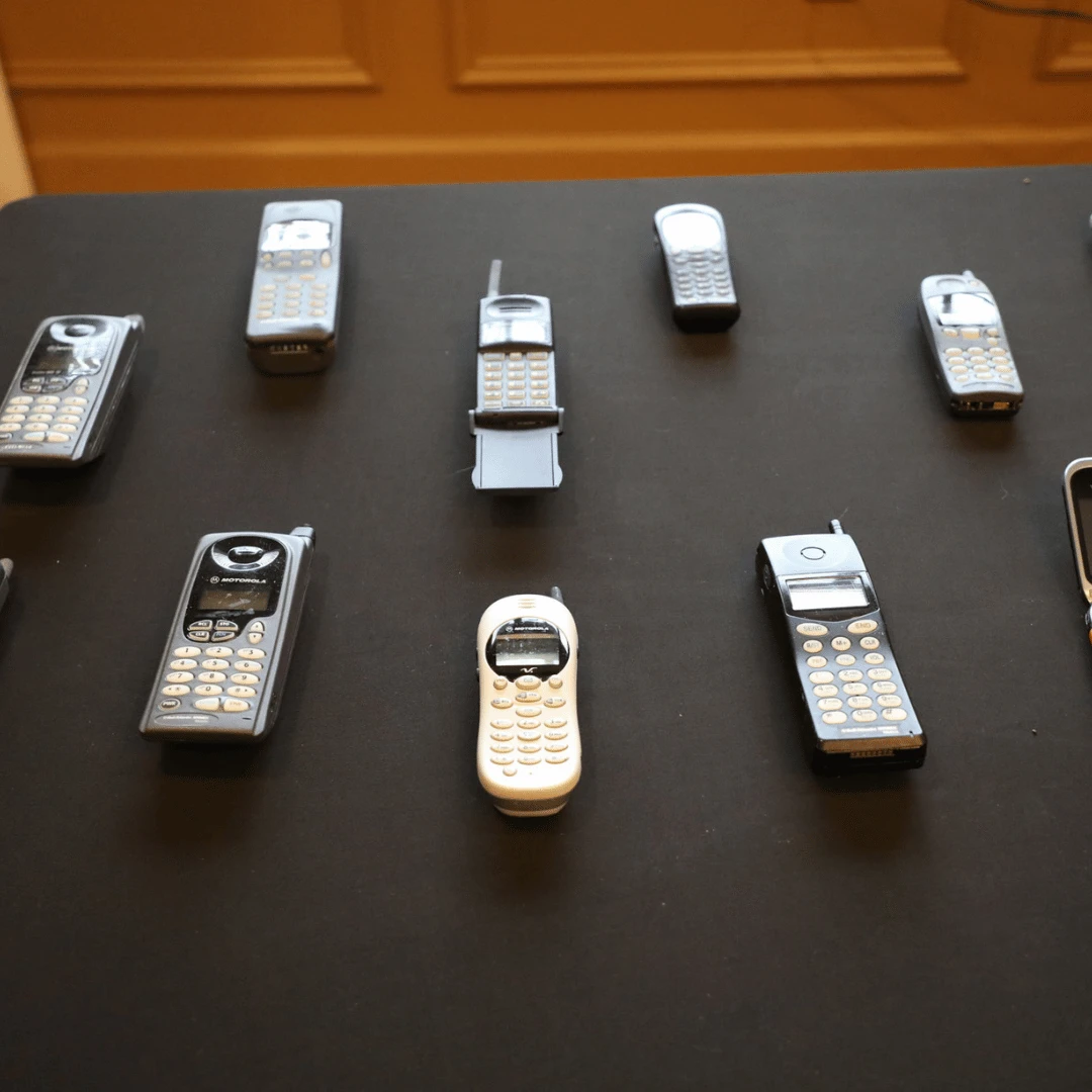 A display of the evolution of mobile phones