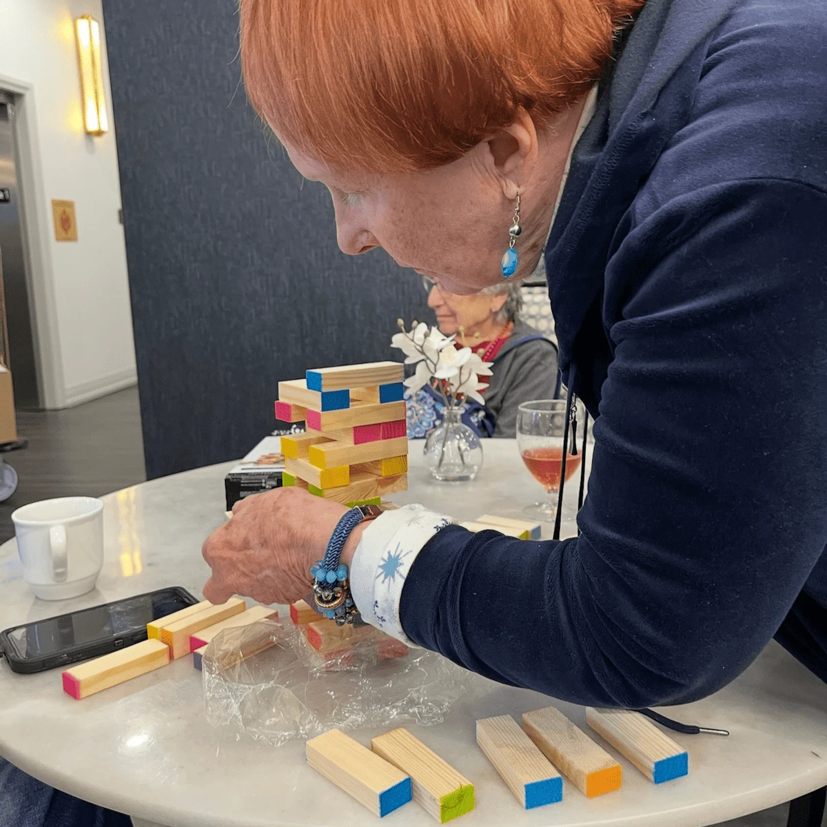 Jenga is a resident favorite game at The Bristal at Waldwick