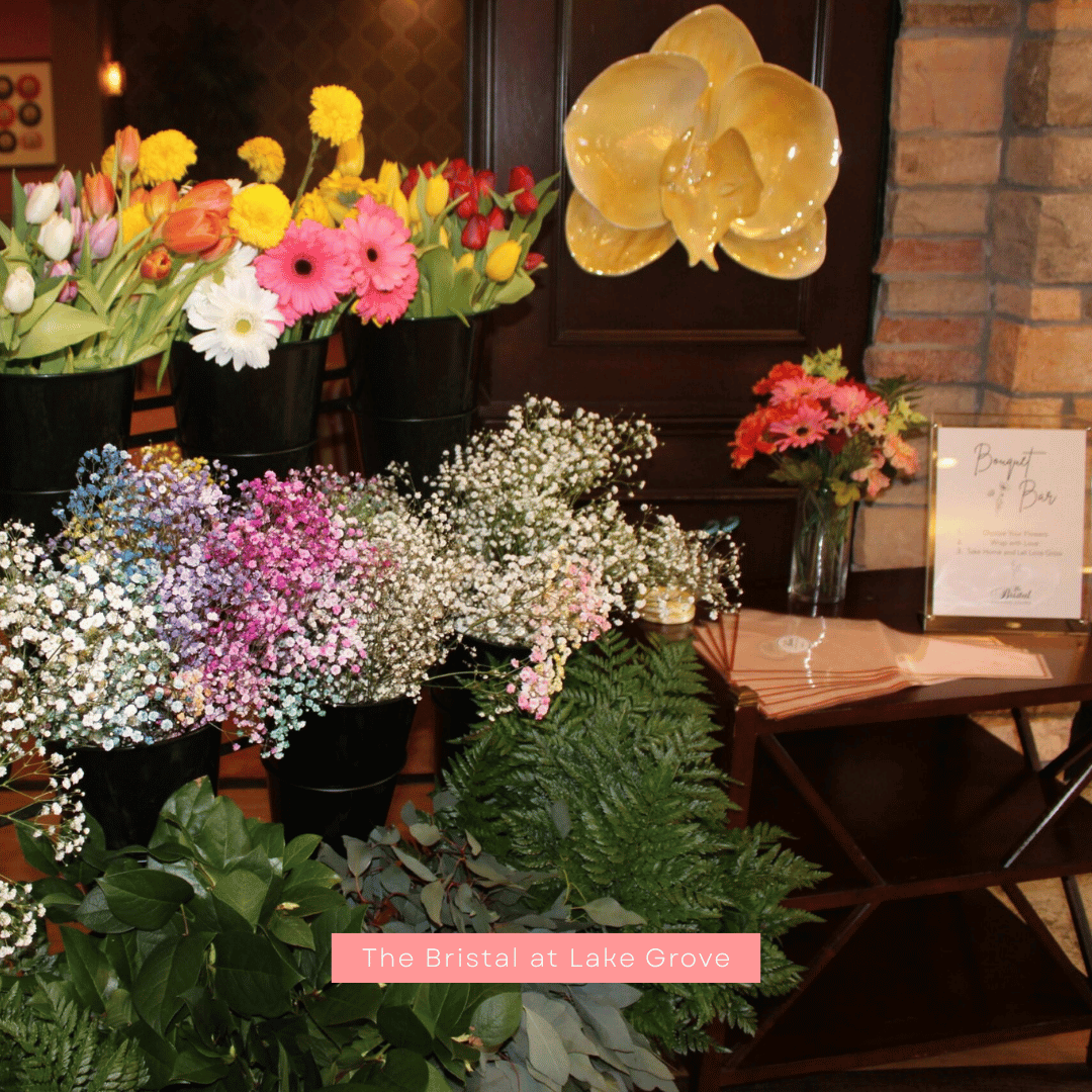 A DIY Flower Bouquet bar at The Bristal at Lake Grove for Mother's Day