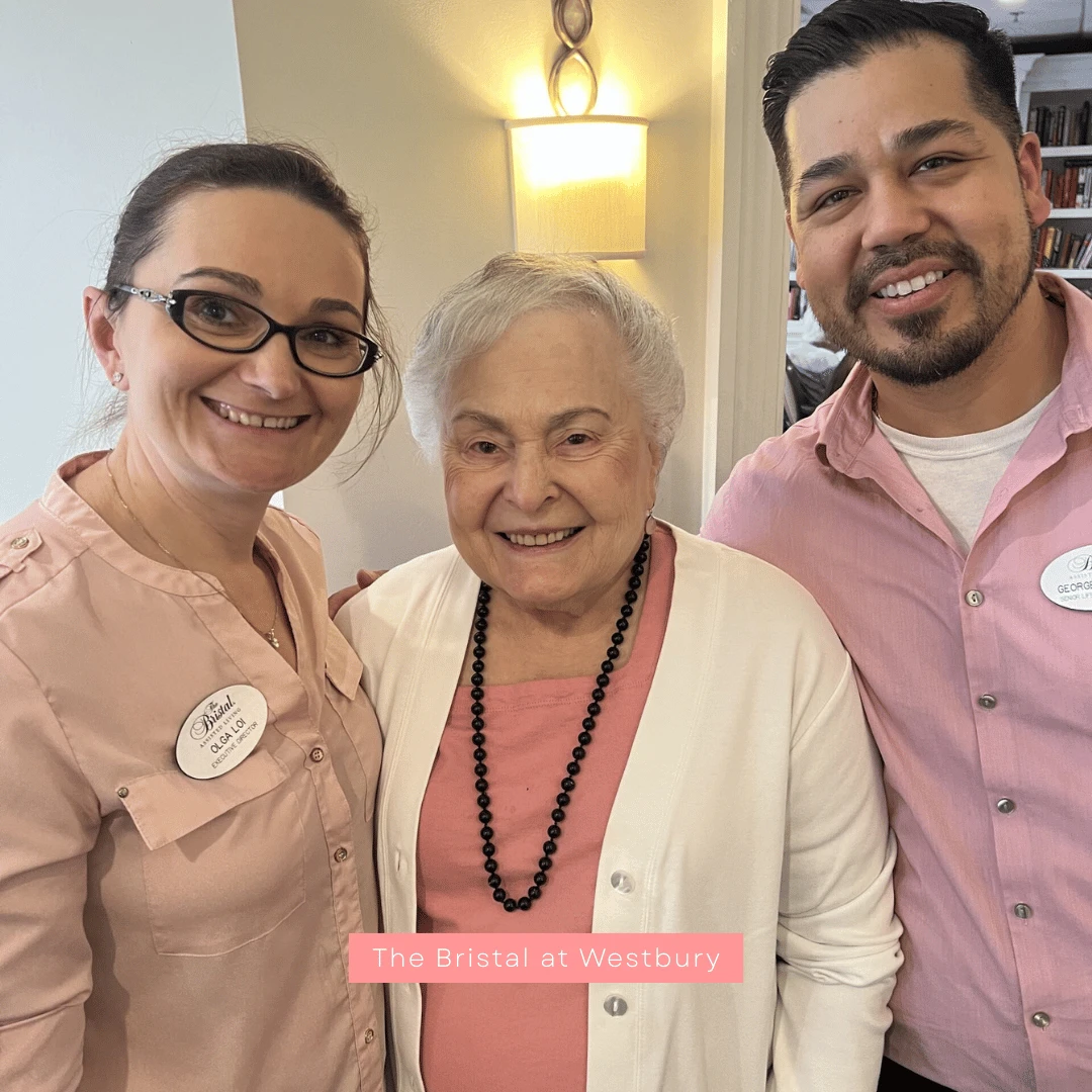Family, friends, and team members gather with residents to celebrate Mother's Day at The Bristal at Westbury