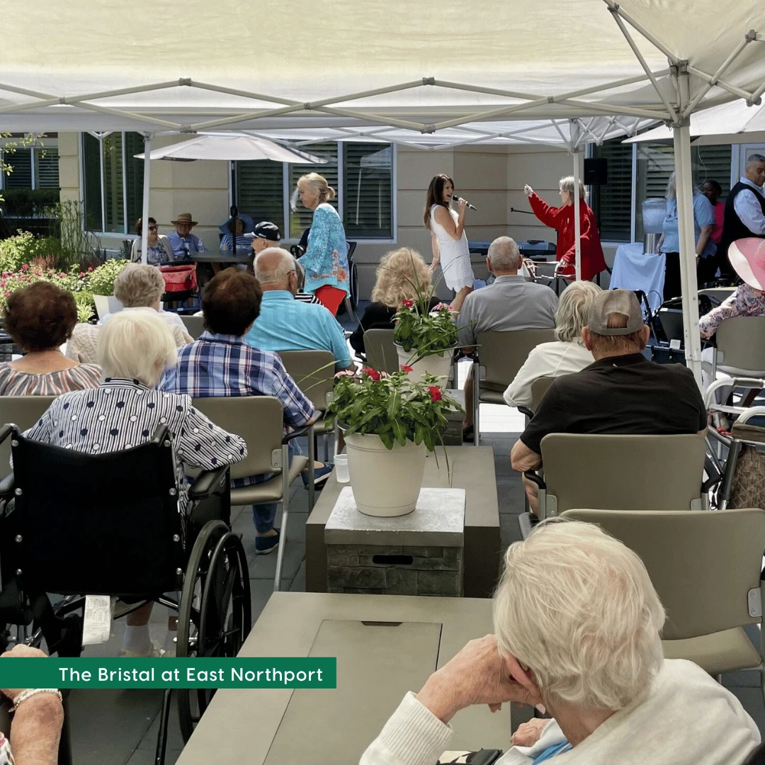 The Bristal at East Northport invited guests to a live music performance on their shaded patio
