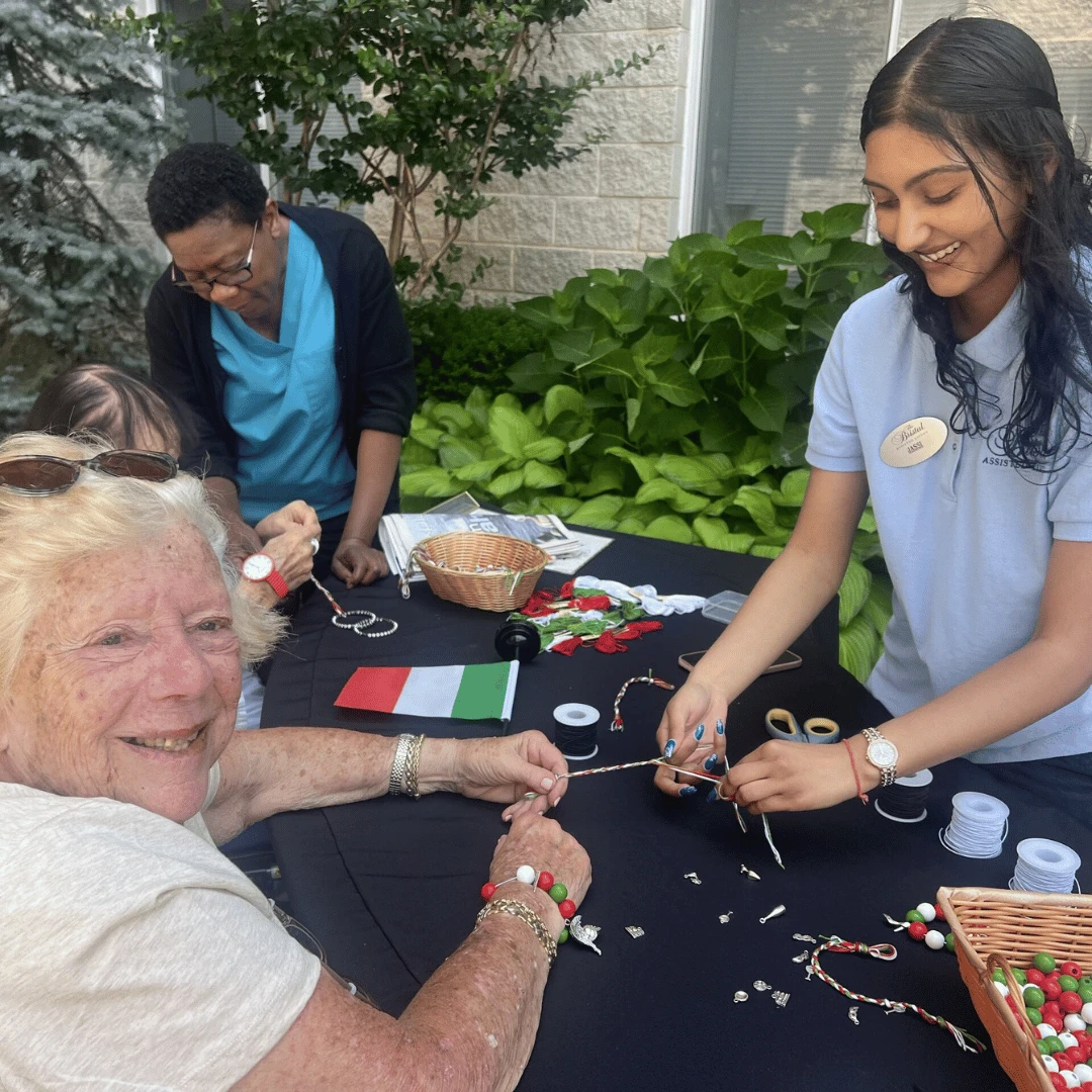 Residents created bracelets inspired by the day's events and the Italian flag.
