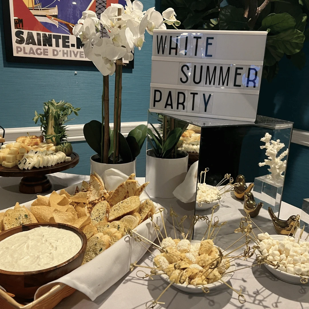 The culinary team at THe Bristal at Westbury put together an elegant spread inspired by the sophisticated summer theme