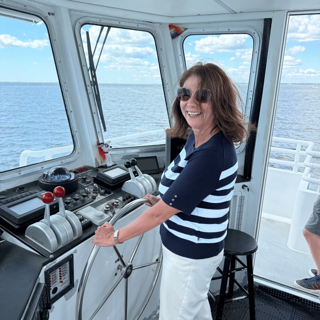 Lifestyle Director of The Bristal at Sayville took a turn steering the ferry