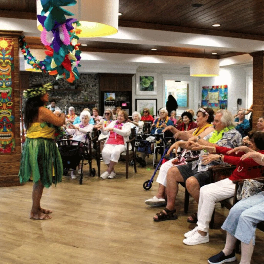 Traditional Hawaiian dancers taught residents of Mount Sinai to hula dance