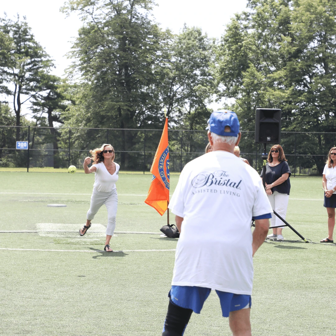 The Bristal Assisted LIving Director of Business Development threw out the ceremonial first pitch