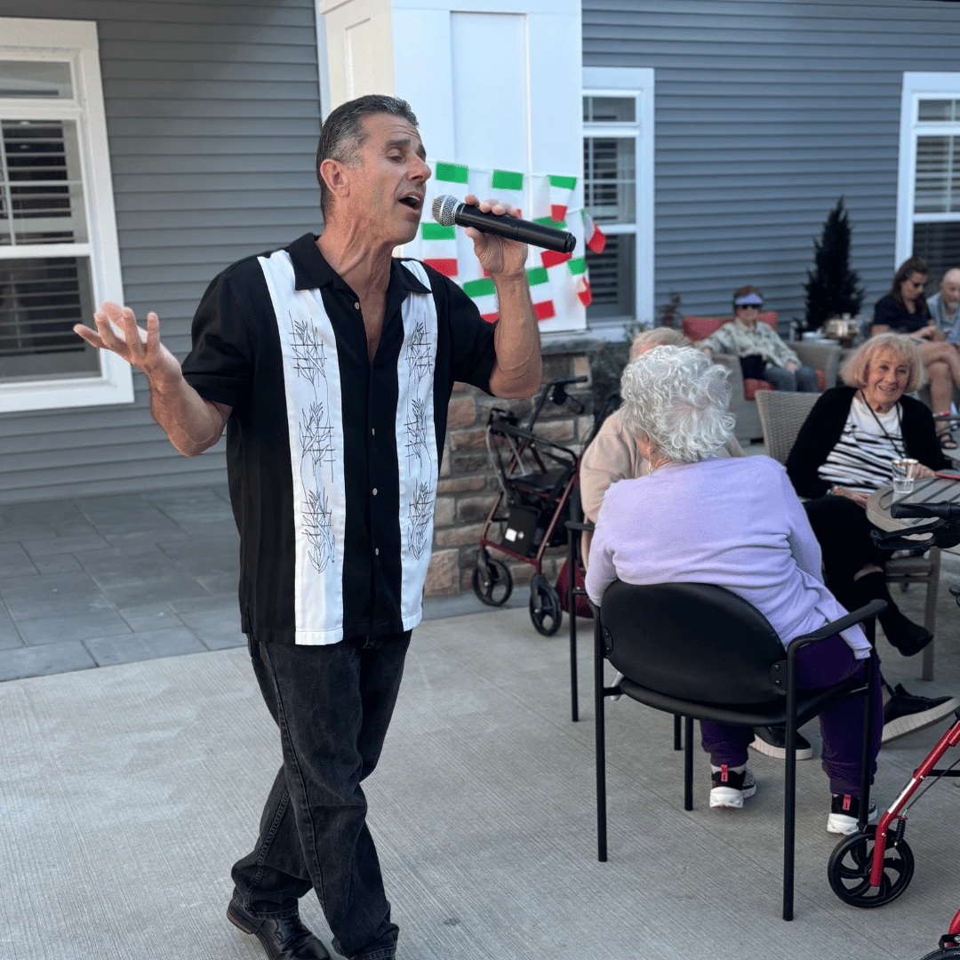 Singer Sal Menniti serenaded residents at The Bristal at Bethpage