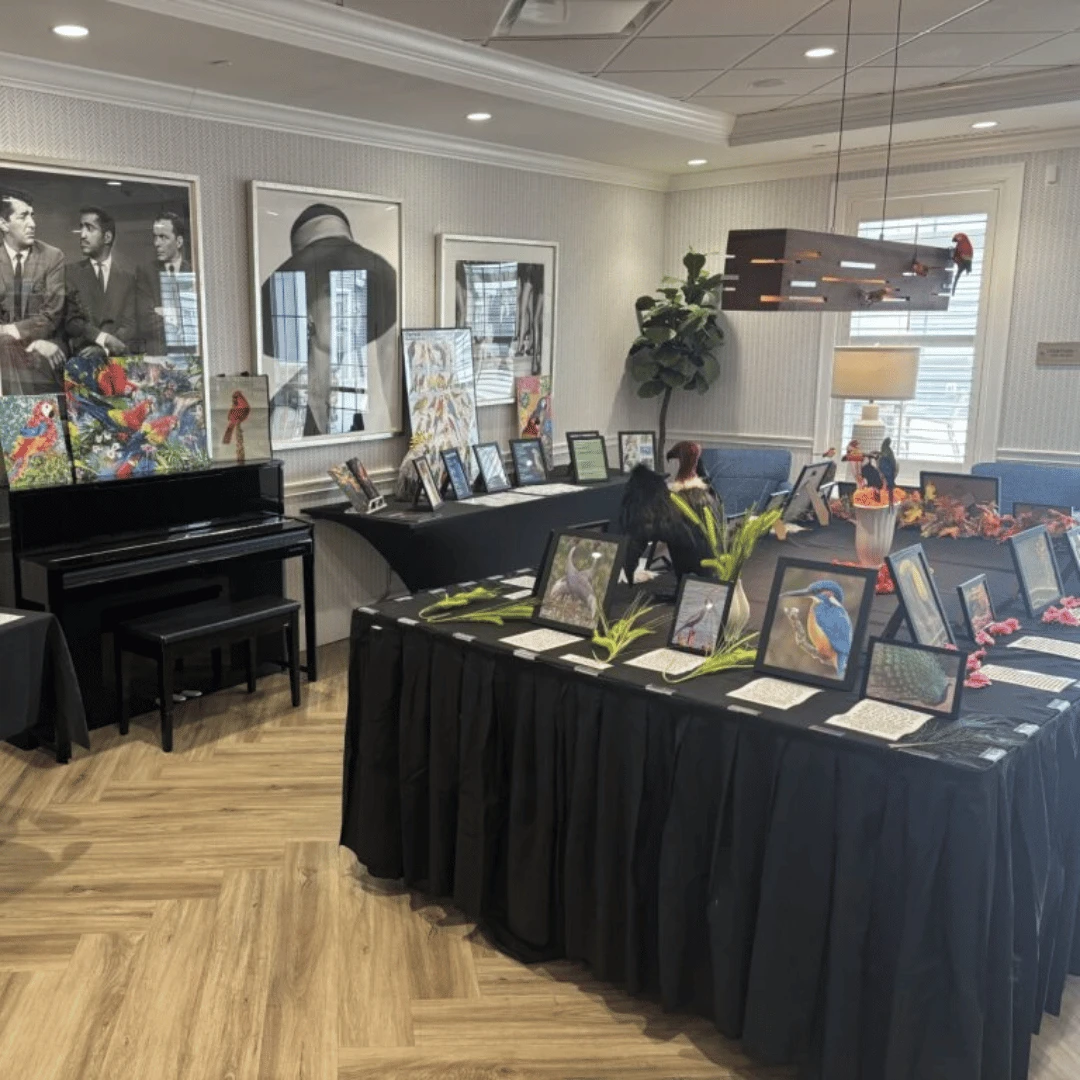 A museum exhibit from the LI Parrot Society was set up at The Bristal at Bethpage