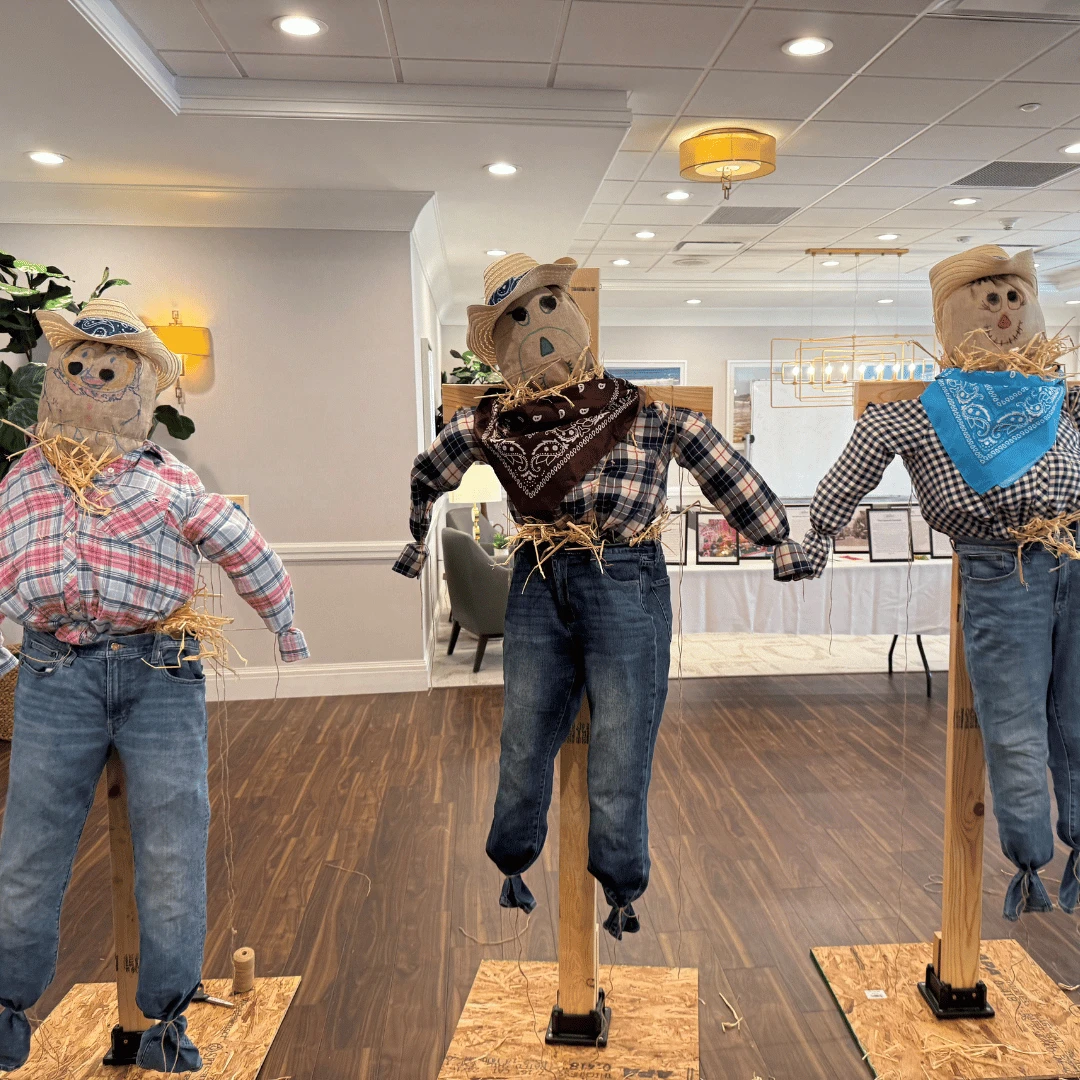 The Bristal at Sayville proudly displayed their homemade scarecrows in the lobby for fall fun
