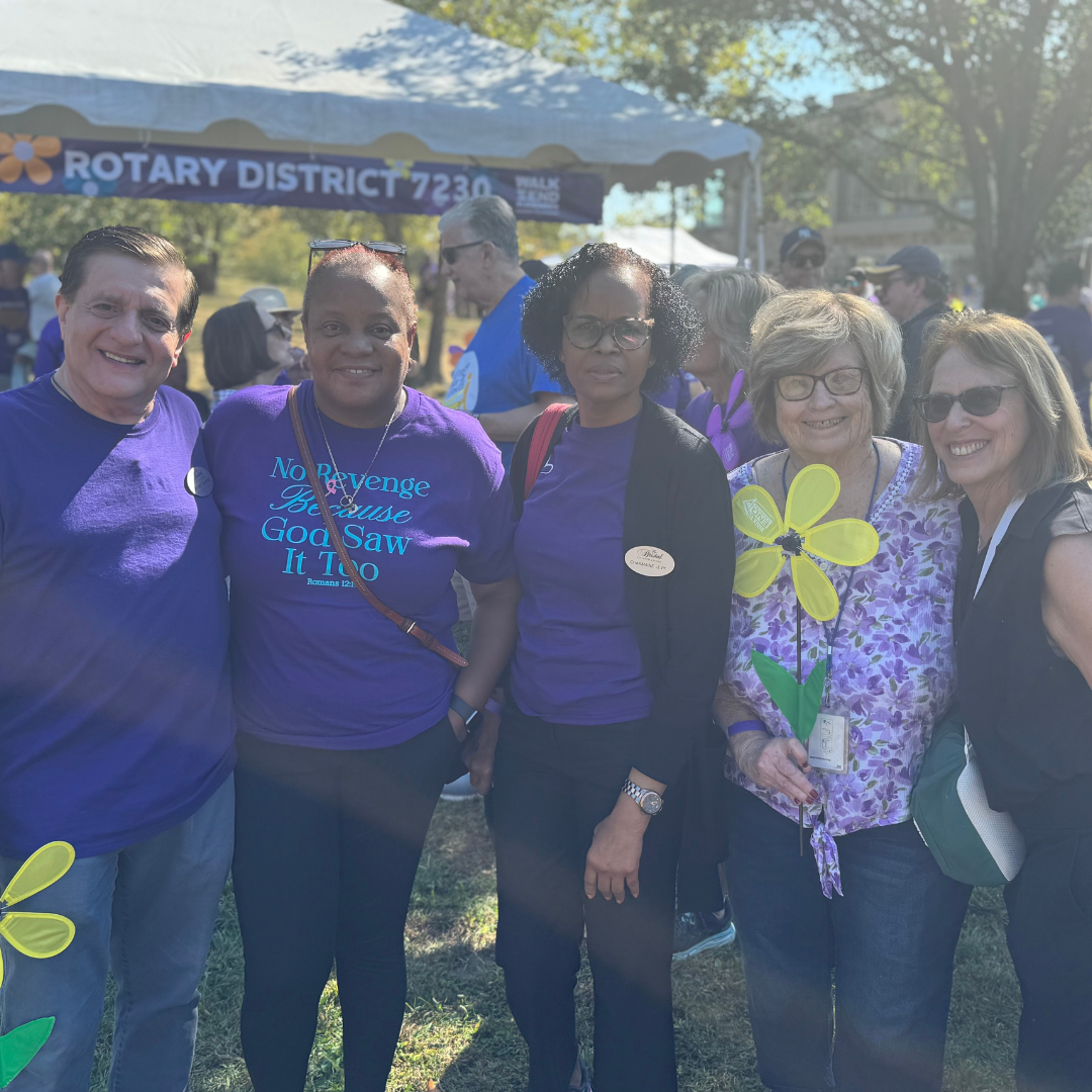 Team members, residents, and family members come together for the Alzheimer's Association Walk to End ALzheimer's