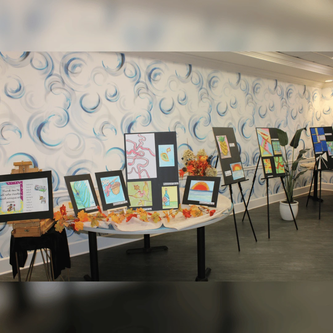 Art Show displaying work by assisted living residents in Jericho
