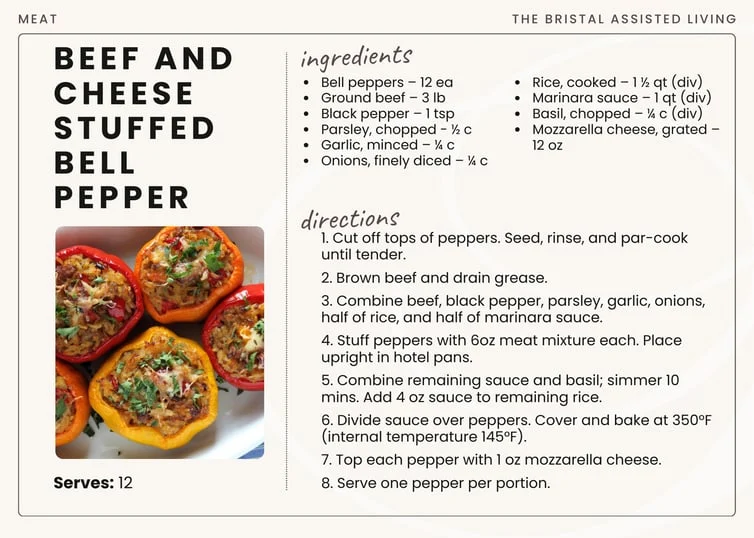 Beef and cheese stuffed bell pepper