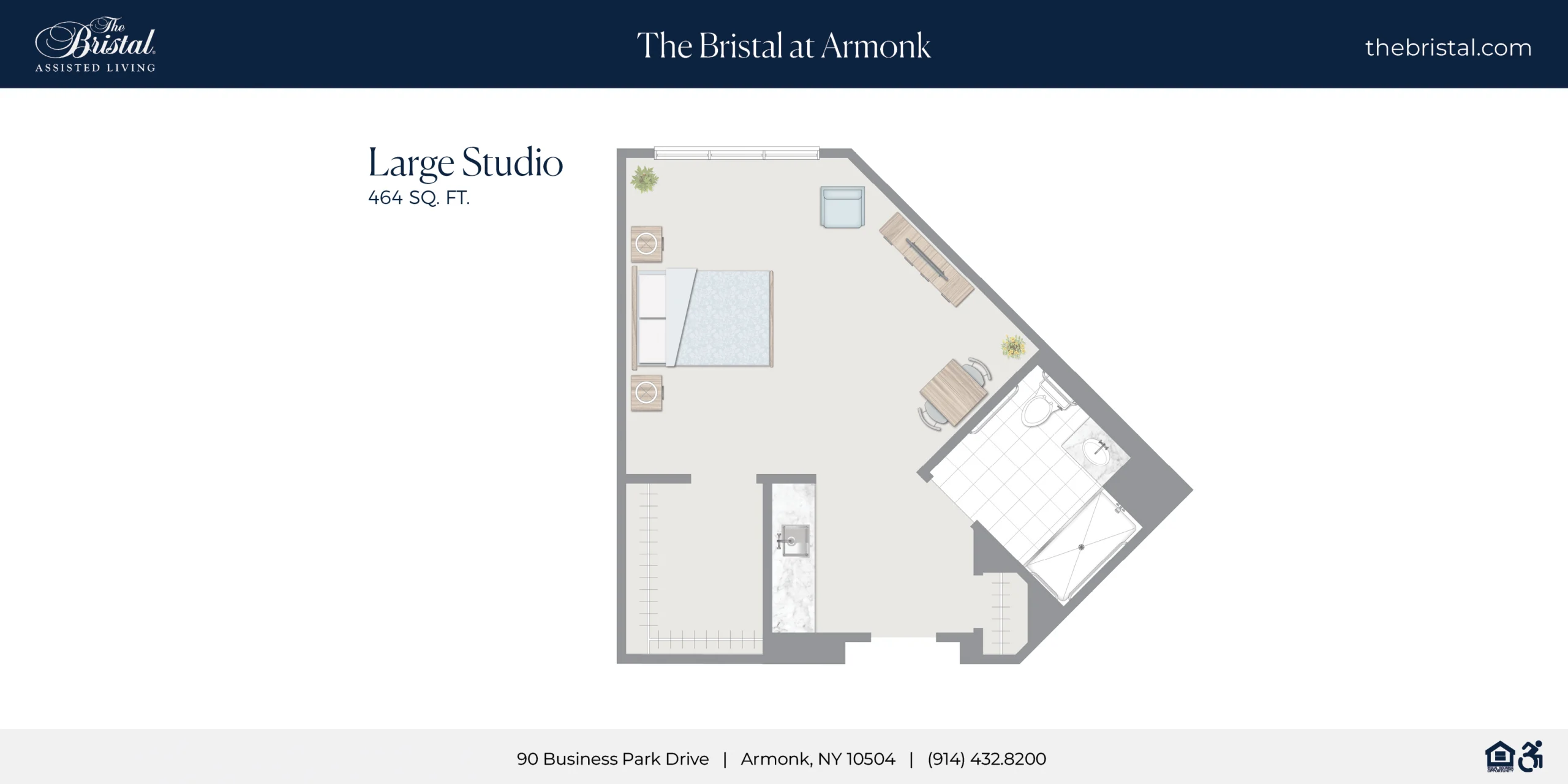 Large Studio Unit Plan - The Bristal at Armonk