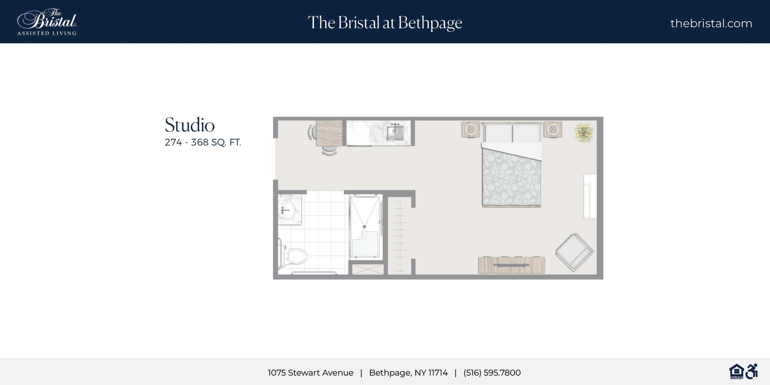 Studio Apartment Floor Plan at The Bristal at Bethpage