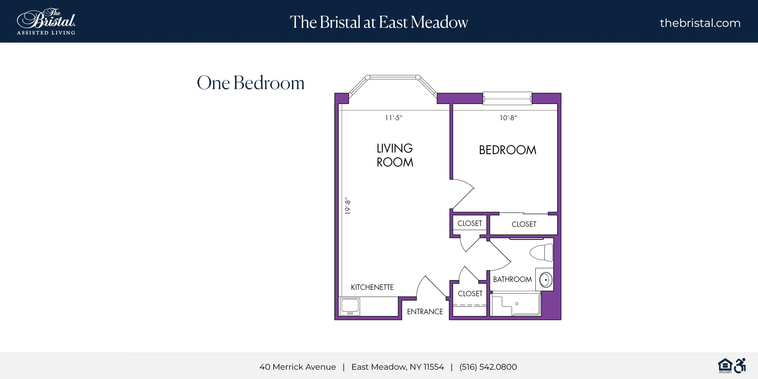 One Bedroom Apartment Floor Plan at The Bristal at East Meadow