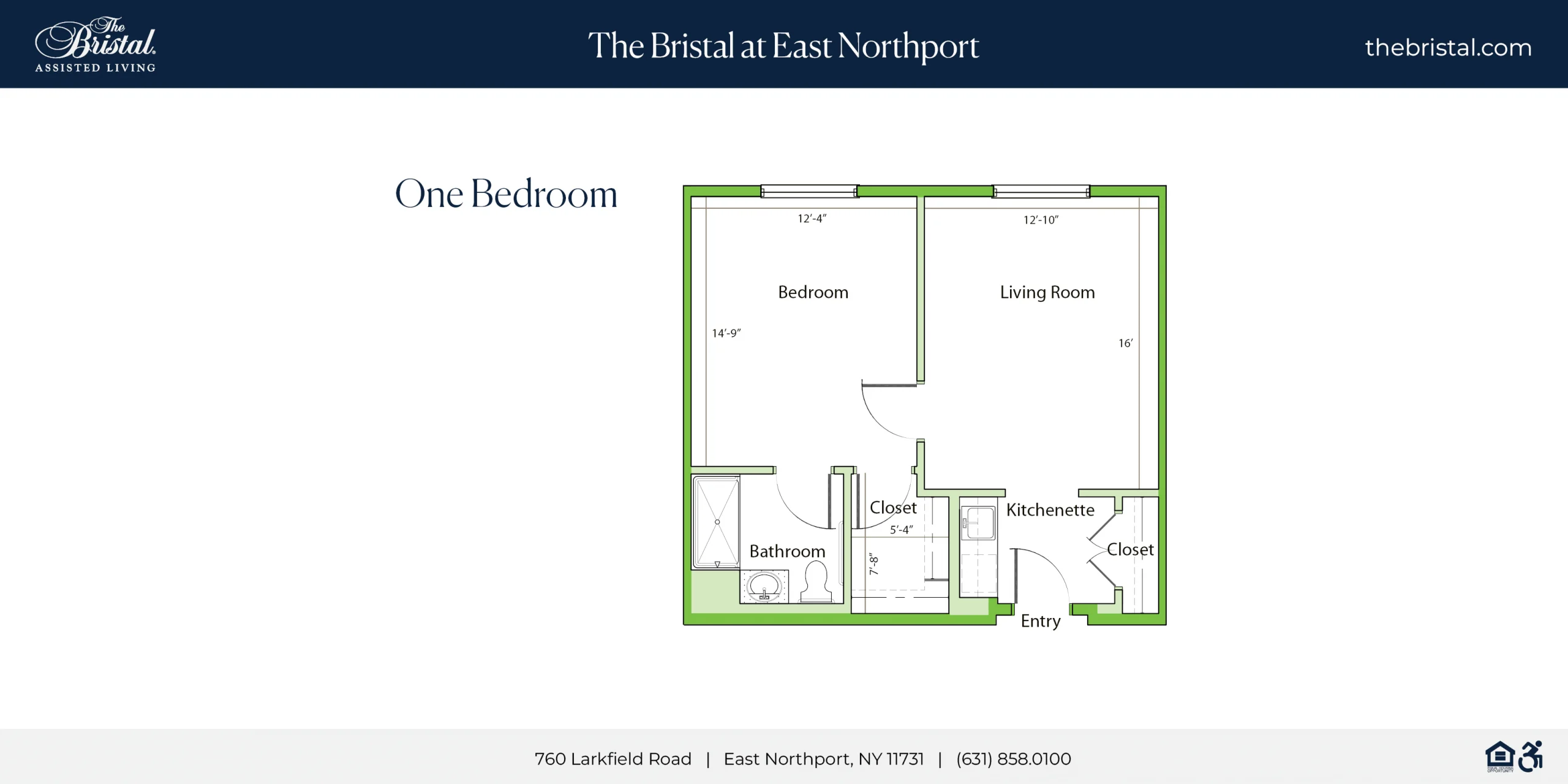 One Bedroom Apartment Floor Plan at The Bristal at East Northport