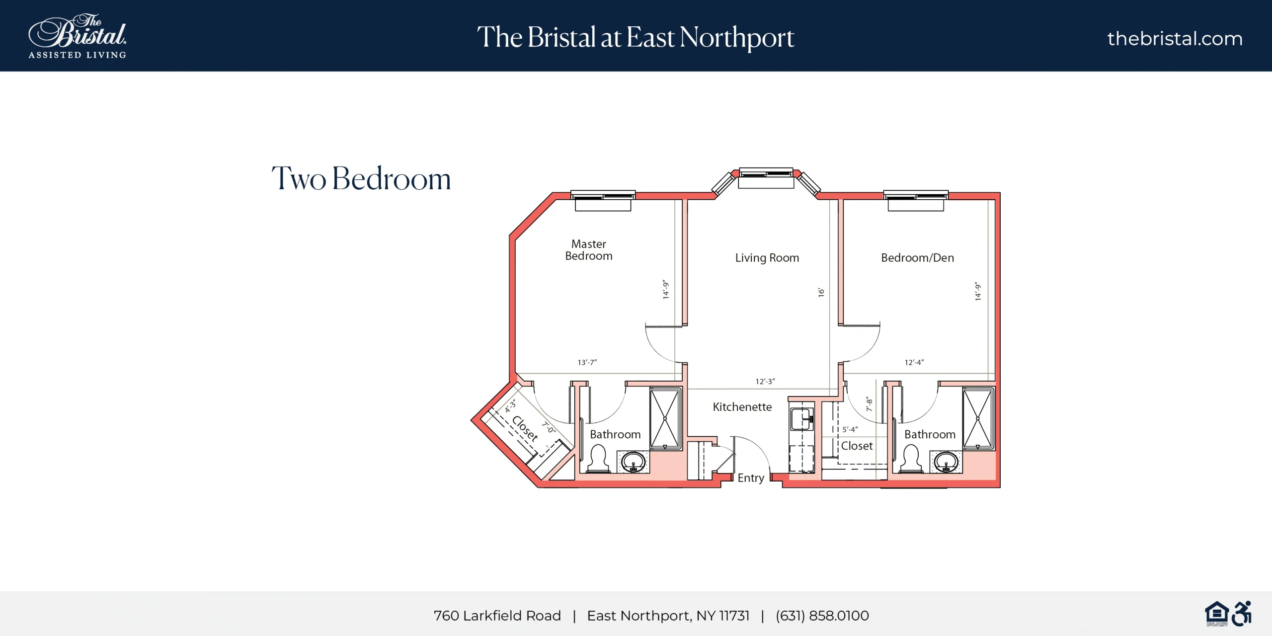 Two Bedroom Apartment Floor Plan at The Bristal at East Northport