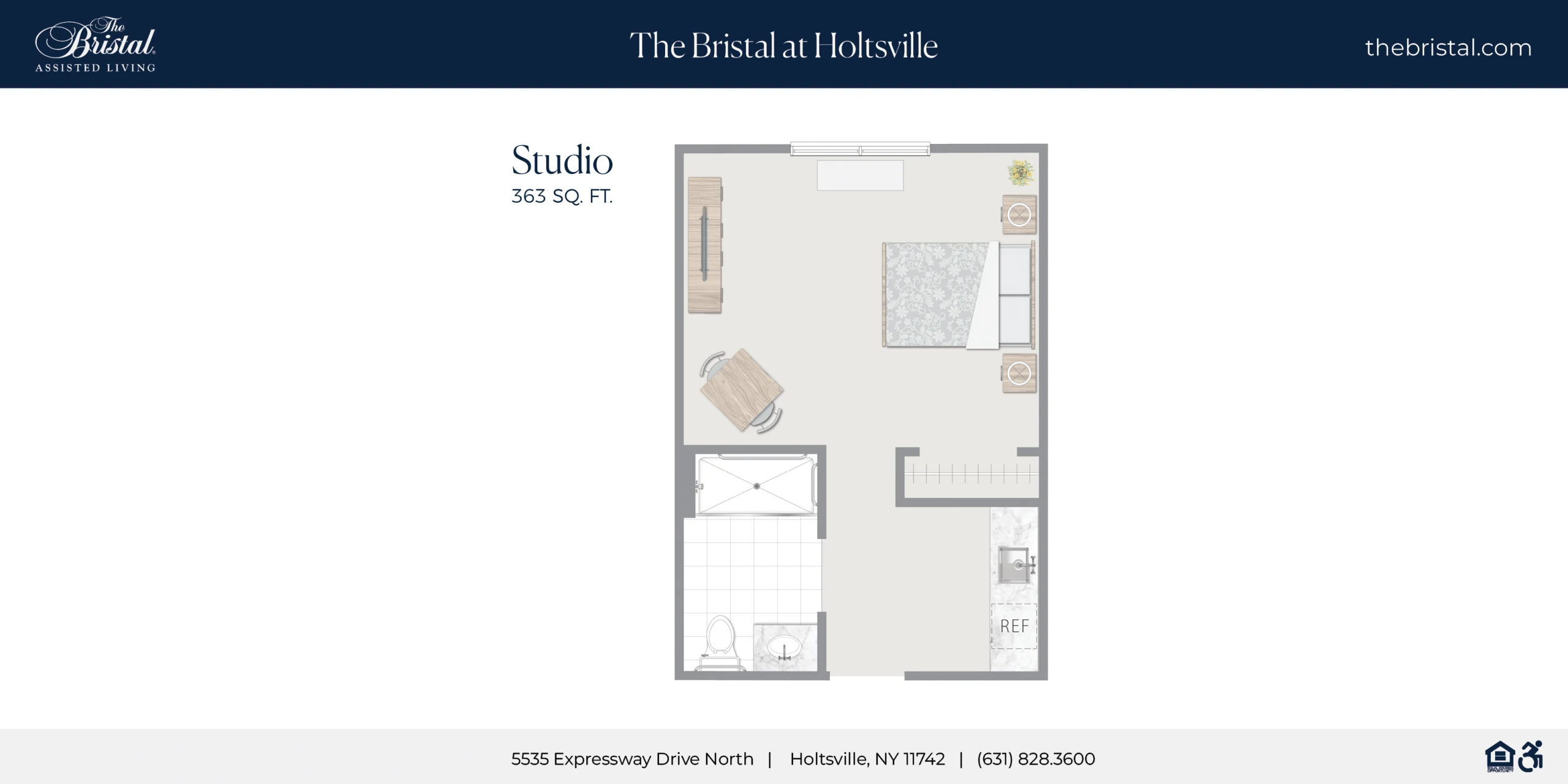 Studio Apartment Floor Plan at The Bristal at Holtsville