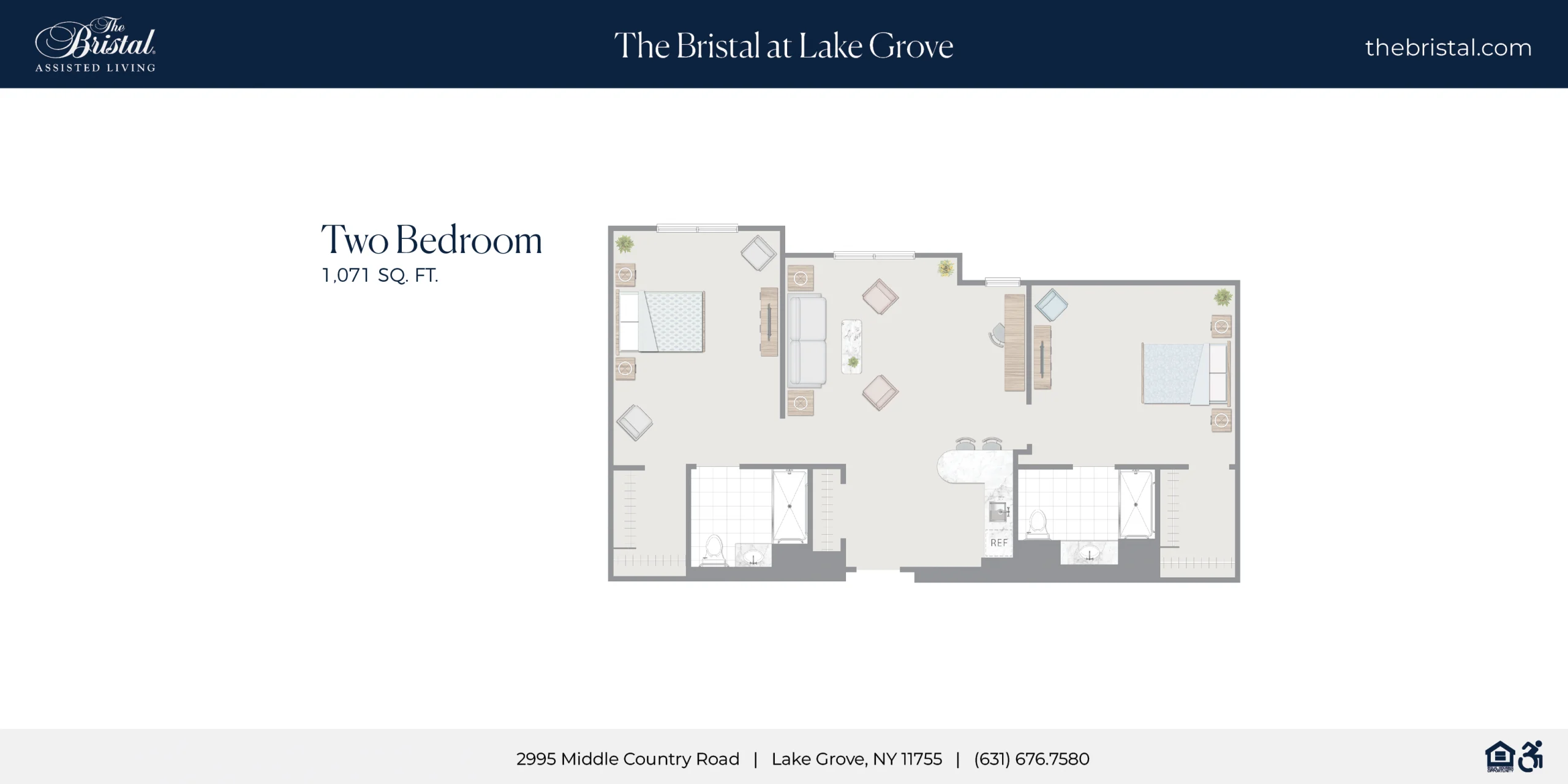 Two Bedroom Apartment Floor Plan at The Bristal at Lake Grove
