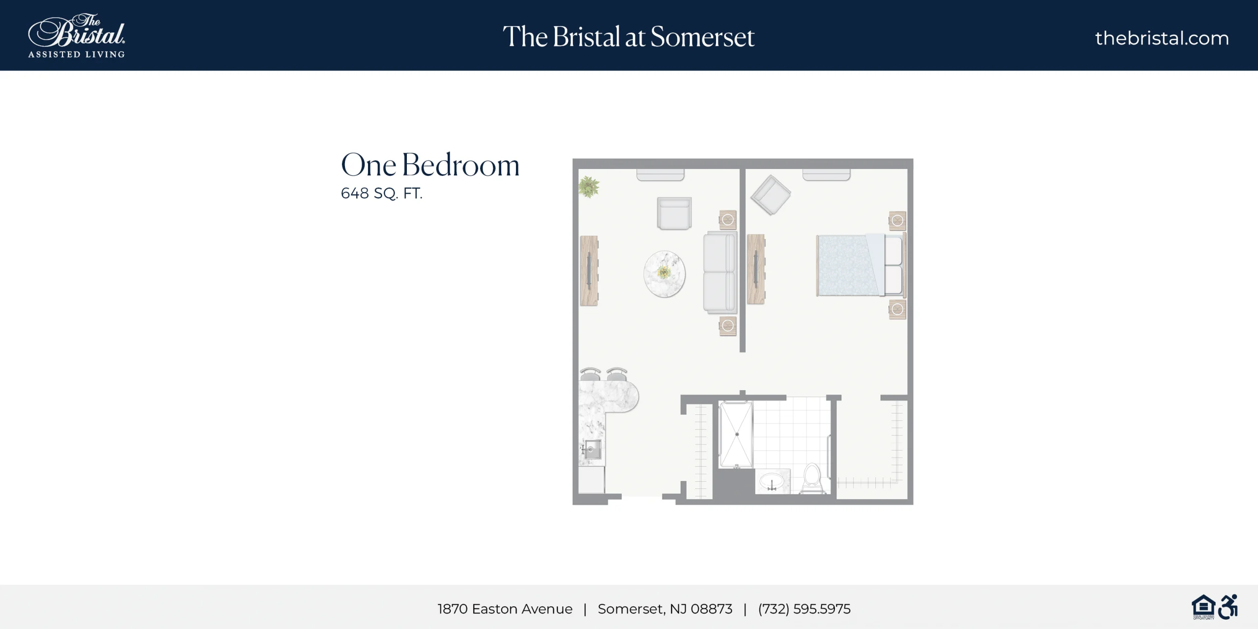 One Bedroom Apartment Floor Plan at The Bristal at Somerset