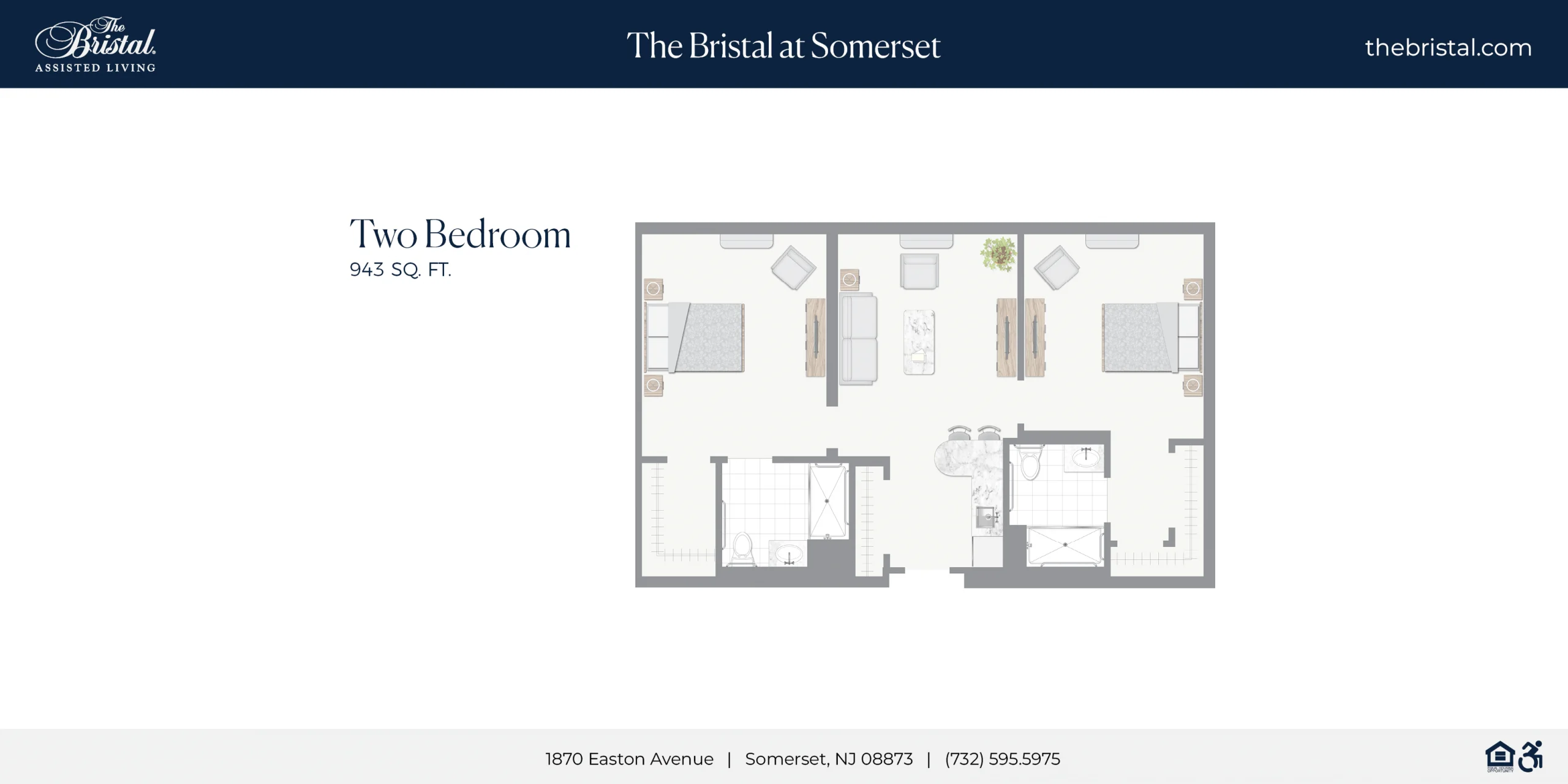 Two Bedroom Apartment Floor Plan at The Bristal at Somerset