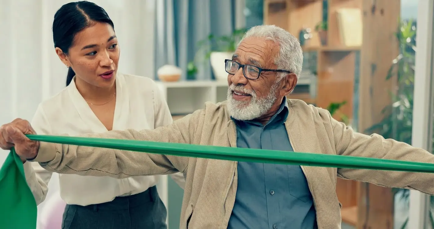 Senior Man, Resident of The Bristal, in Fitness Training Class