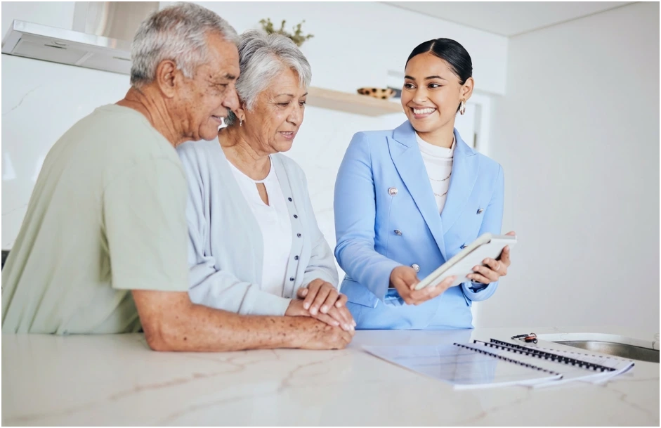 Residents of The Bristal meeting with a team member