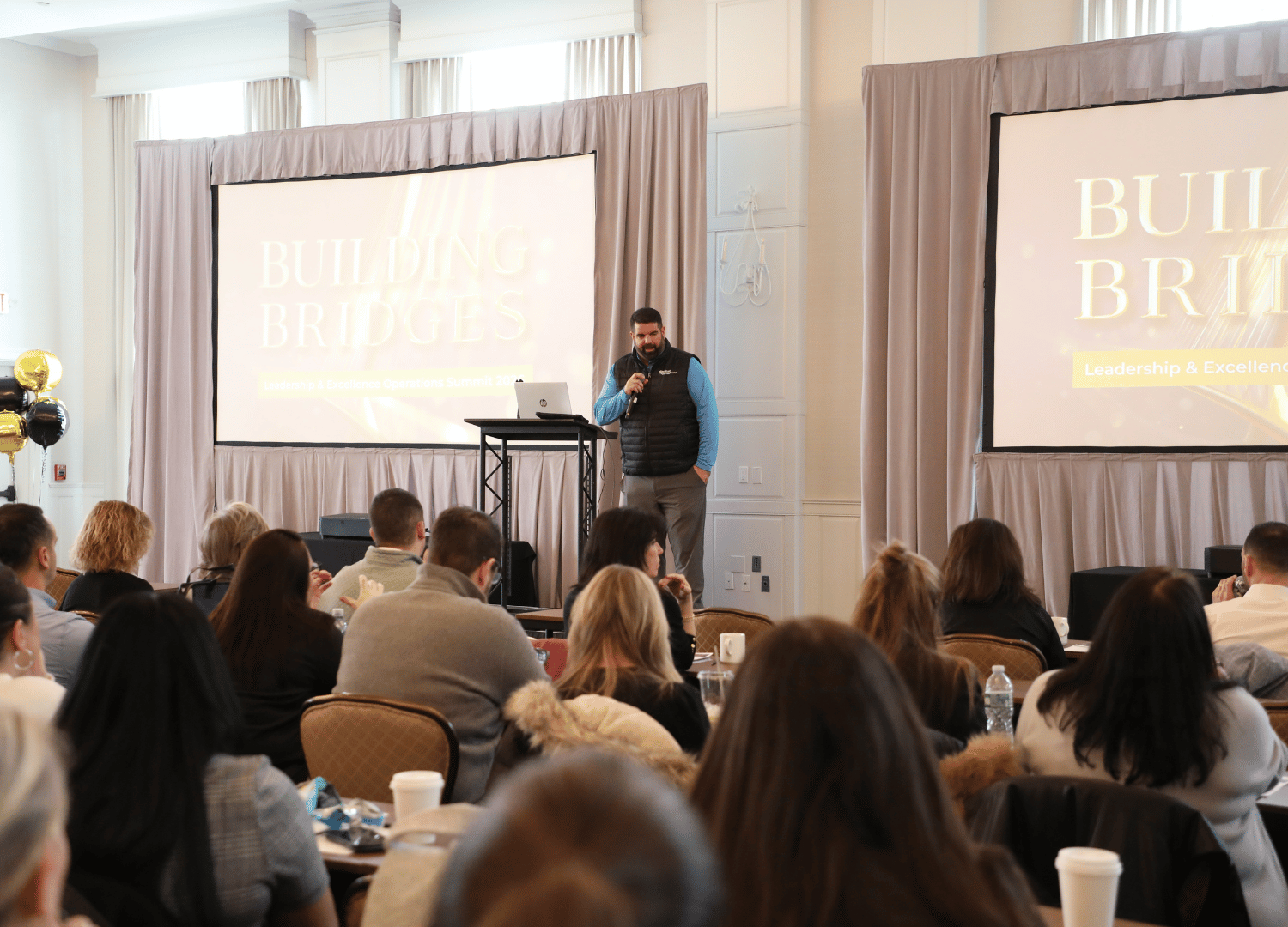 Getting ready to break into groups for the Team building exercises at The 2026 Leadership Summit for The Bristal Assisted Living communities