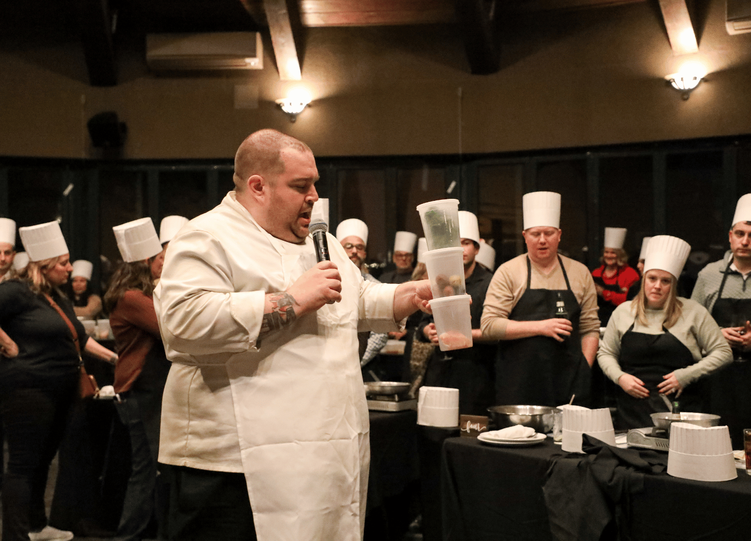 The head chef explains the rules and the staple pantry ingredients for creating a winning dish from the Iron Chef competition at The 2026 Leadership Summit for The Bristal Assisted Living
