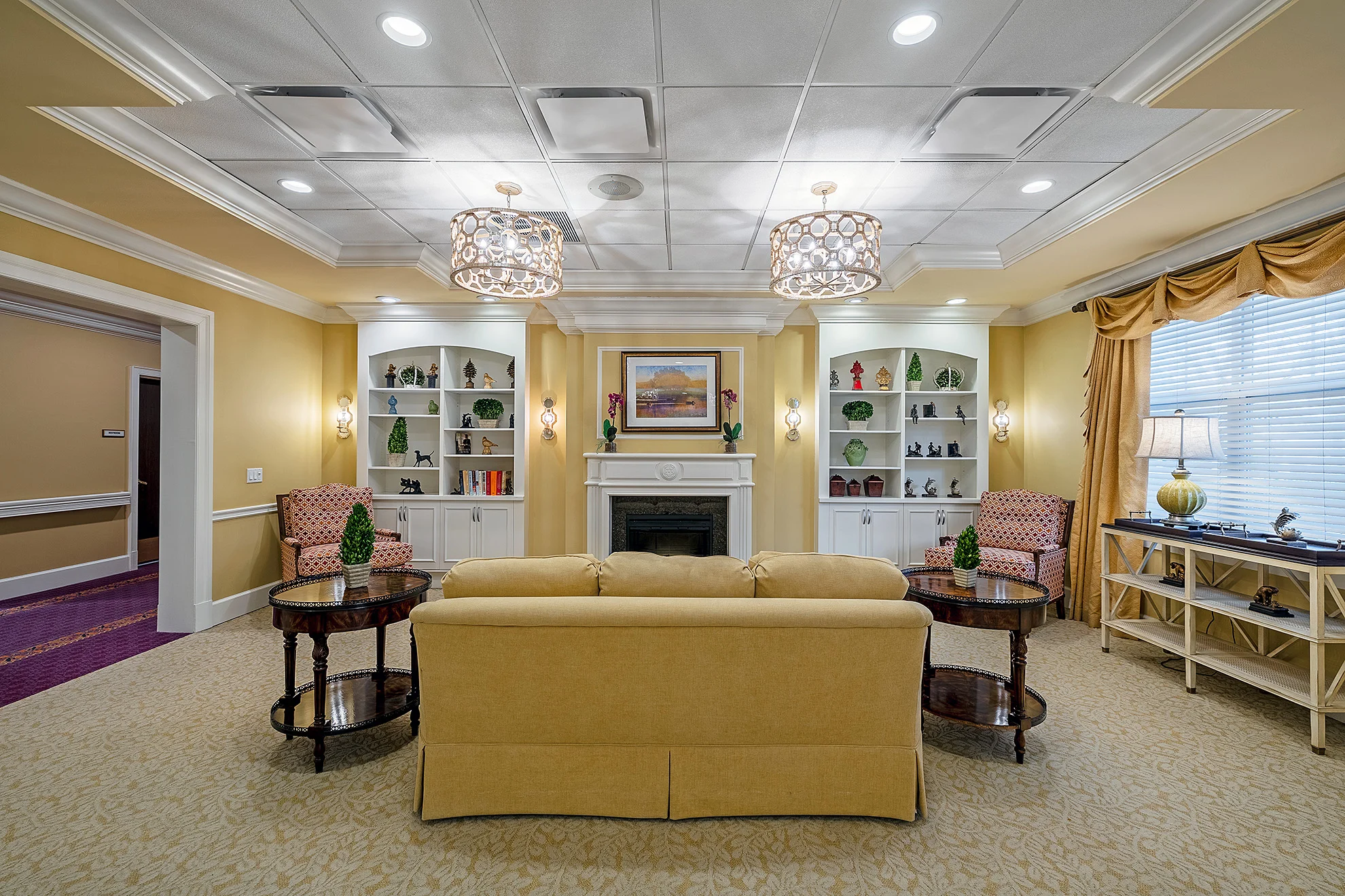 The Bristal at Lake Grove_Formal Lounge Fireplace